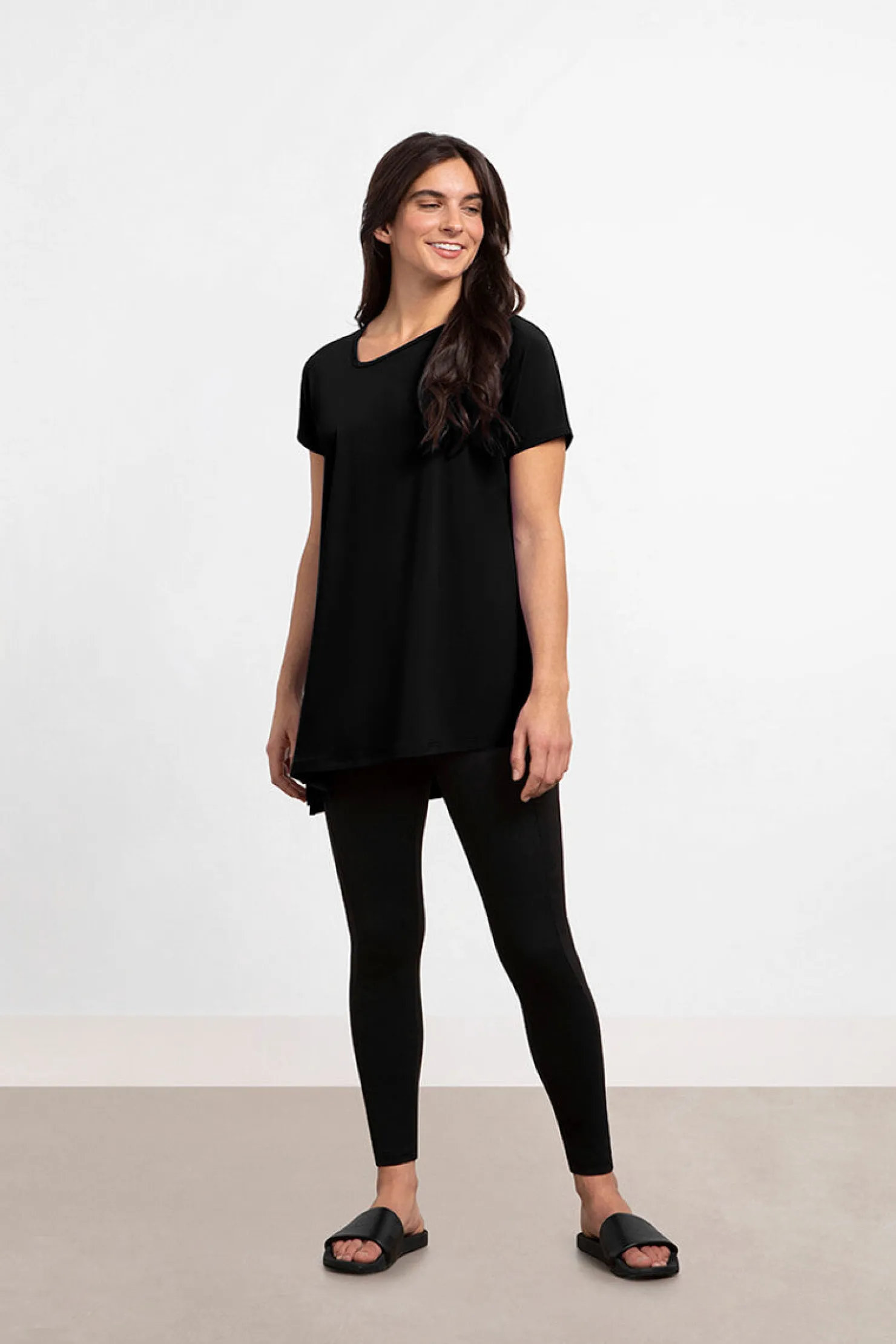 Sympli Tops>Dolman Angle Tunic Black