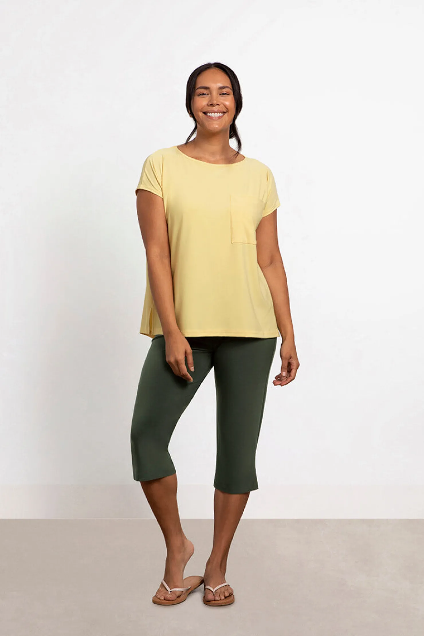 Sympli Tops>Dolman Pocket Top Butter