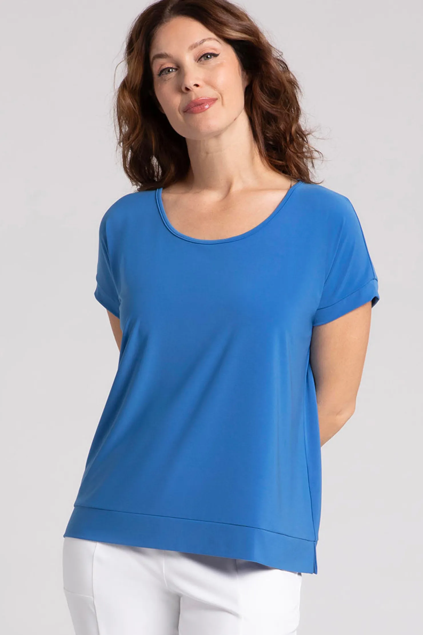 Sympli Tops>Dolman Scoop Neck Boxy Top Marine