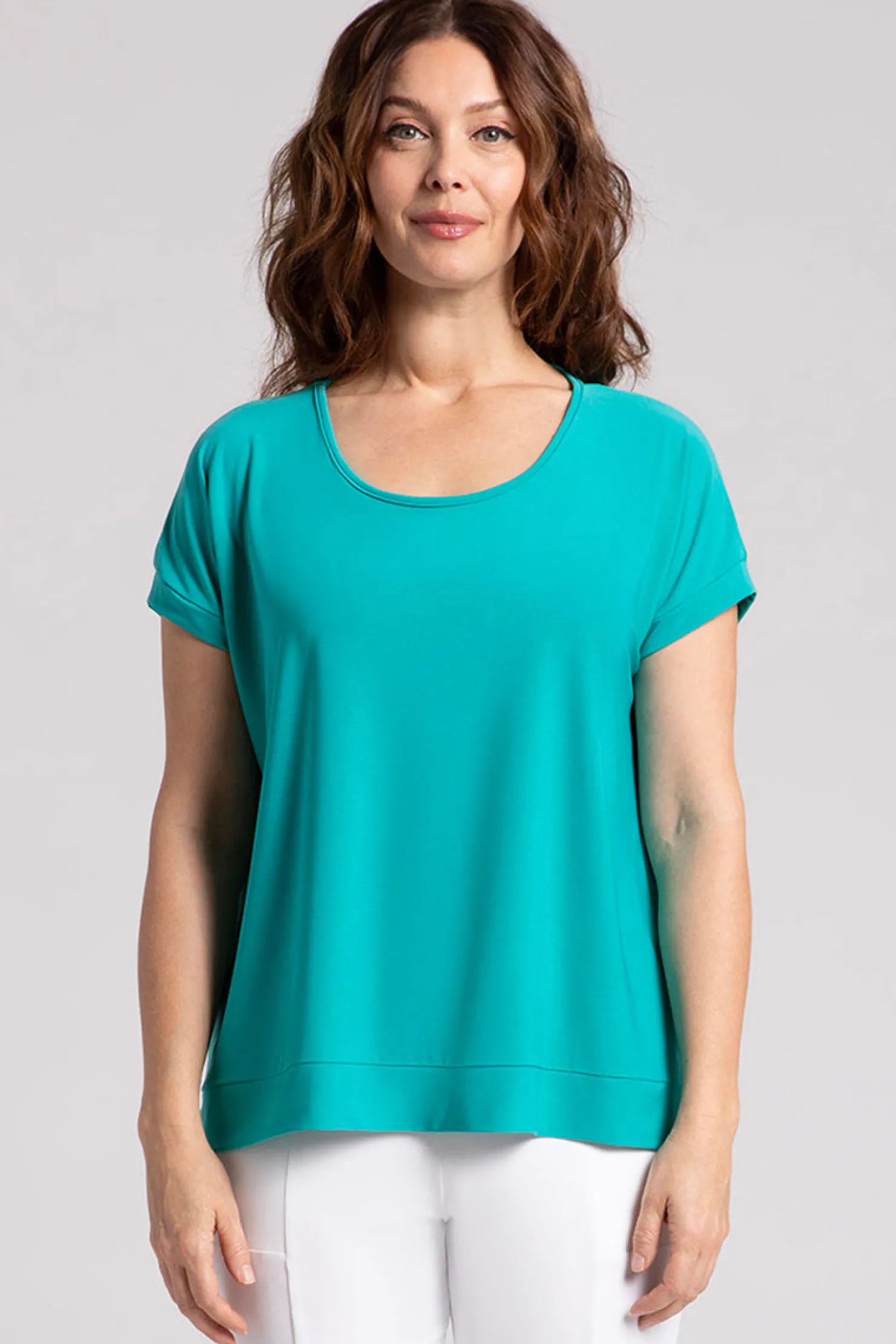 Sympli Tops>Dolman Scoop Neck Boxy Top Gem