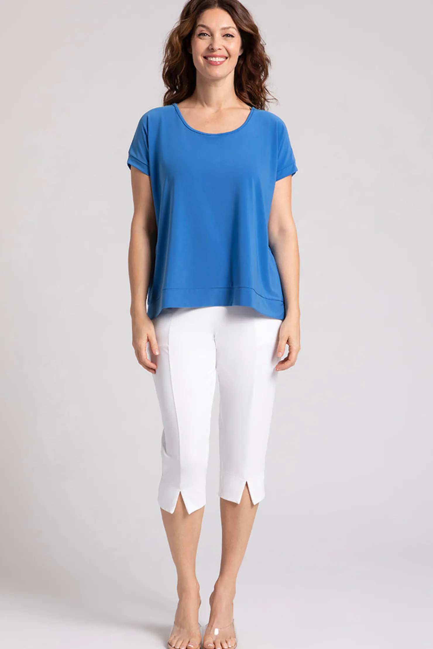 Sympli Tops>Dolman Scoop Neck Boxy Top Marine