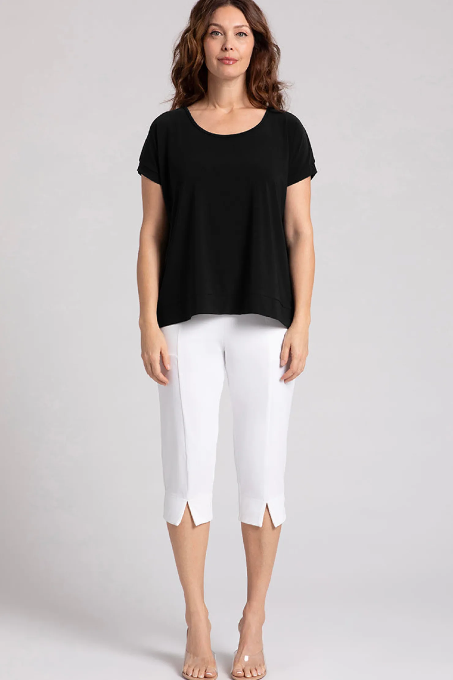 Sympli Tops>Dolman Scoop Neck Boxy Top Black
