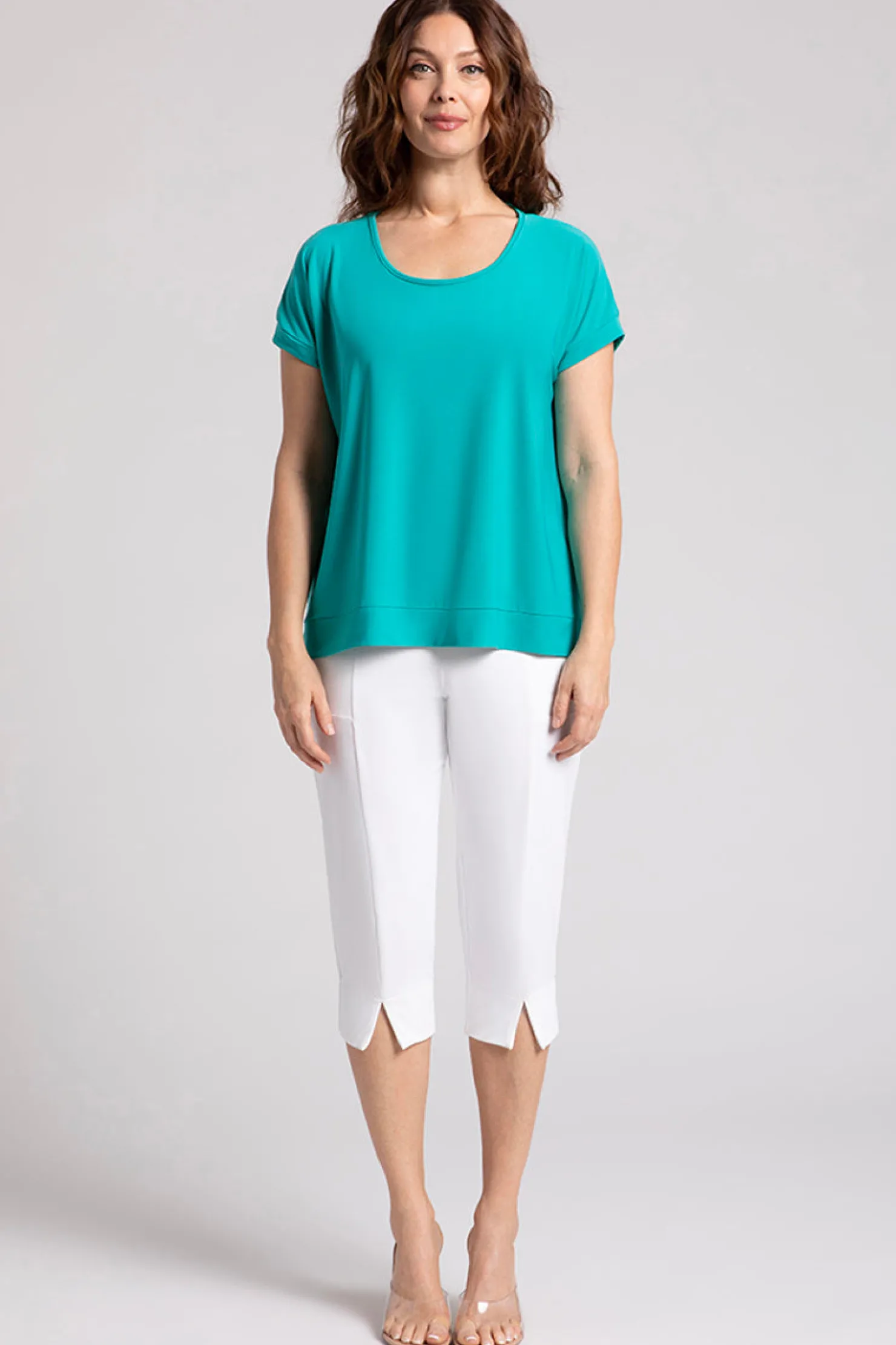 Sympli Tops>Dolman Scoop Neck Boxy Top Gem