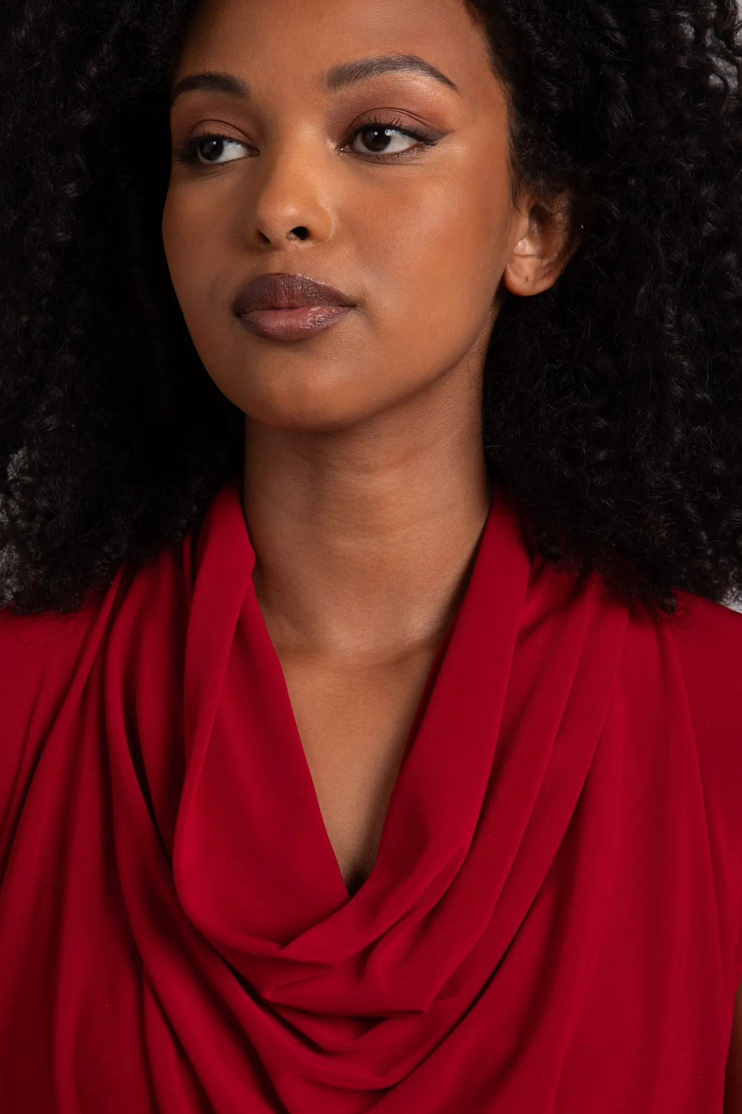 Sympli Dresses>Draped Cowl Dress Red