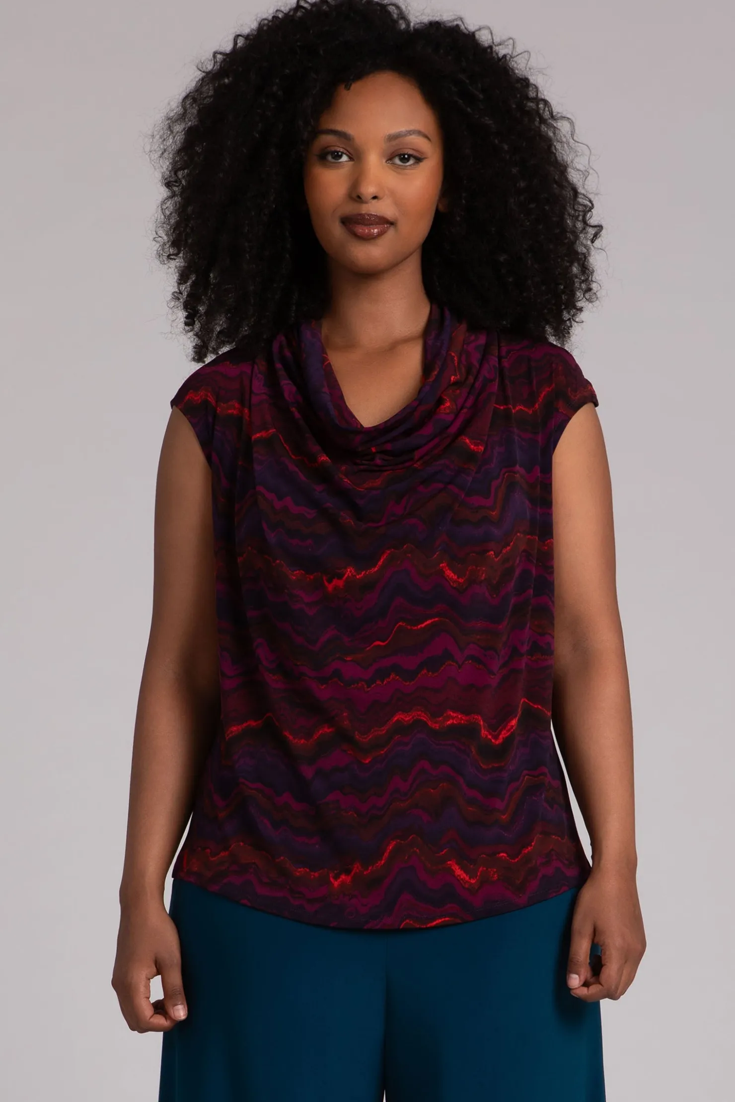 Sympli Tops>Draped Cowl Top Agate