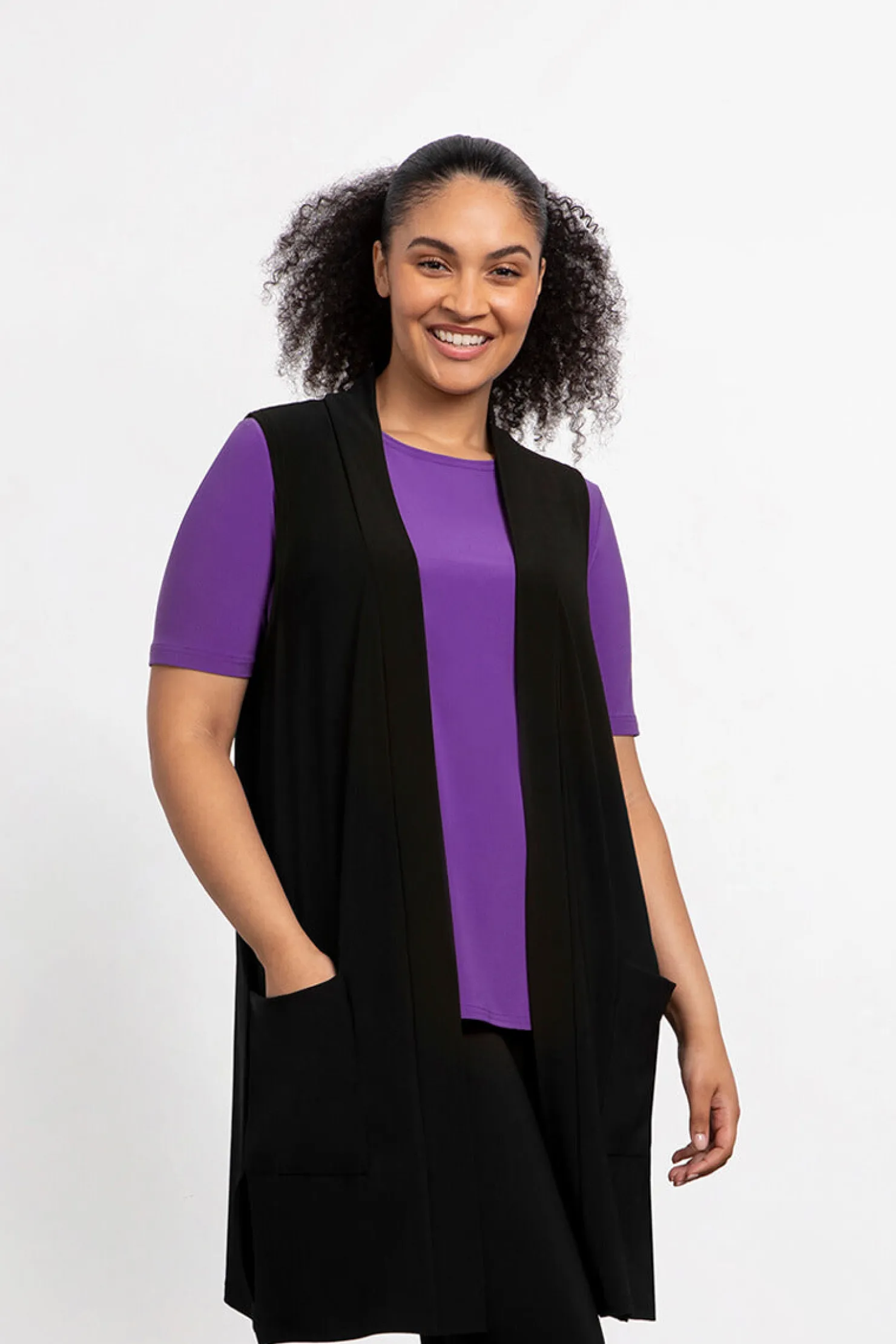 Sympli Jackets & Coats>Essential Vest Midi Black