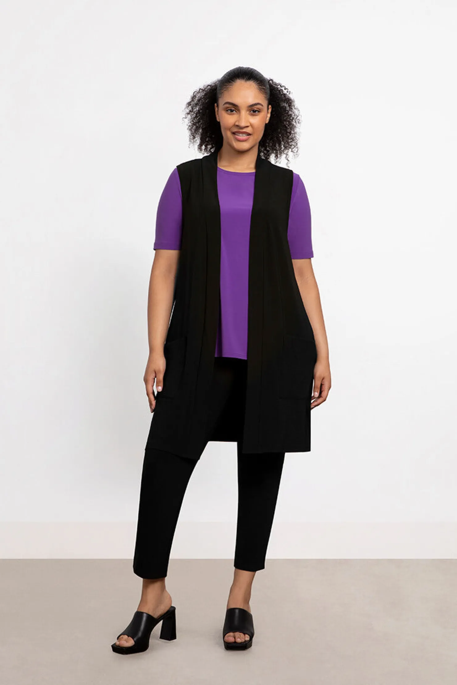 Sympli Jackets & Coats>Essential Vest Midi Black