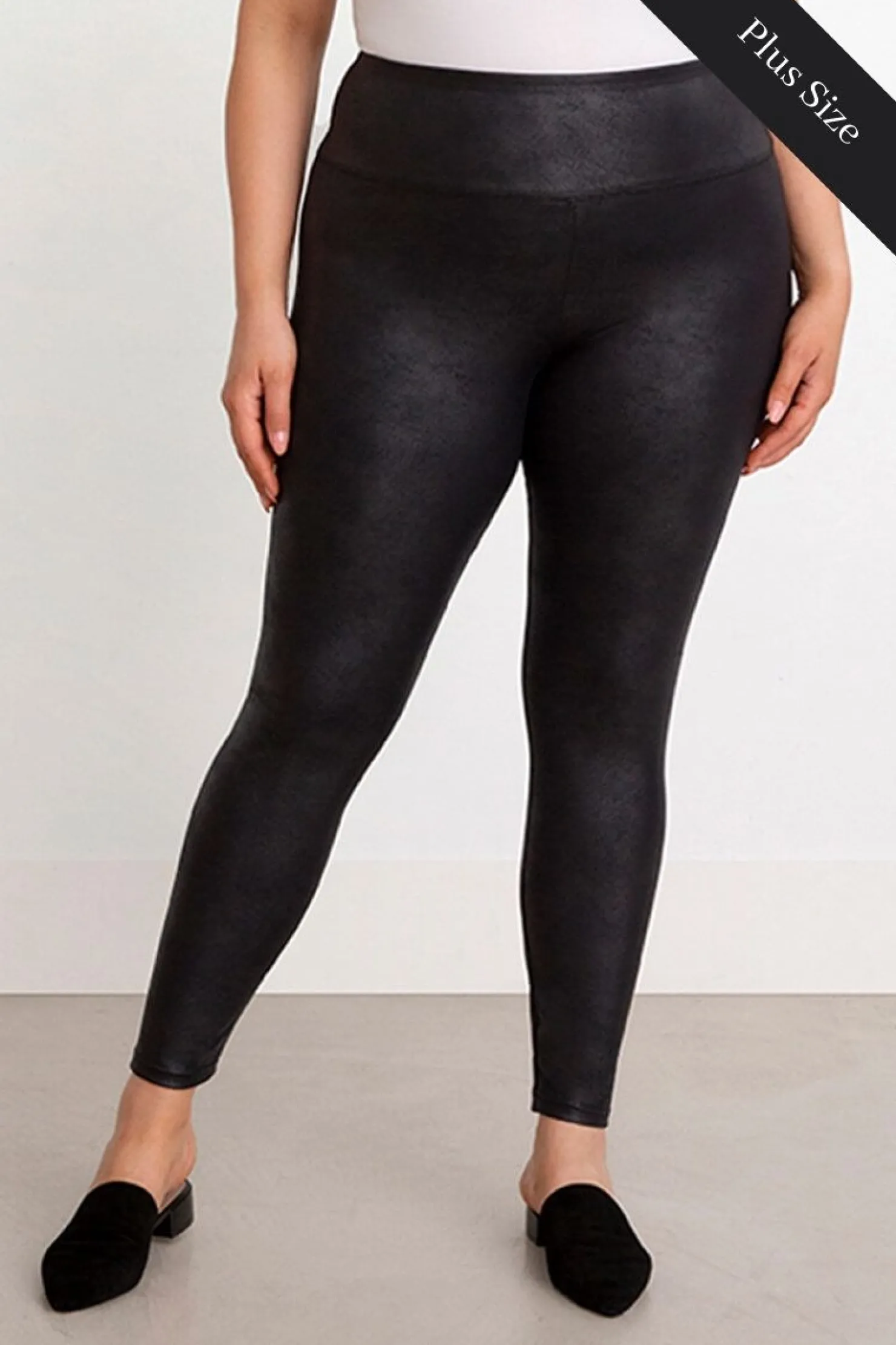Sympli Bottoms>Faux Leather Legging Plus Onyx