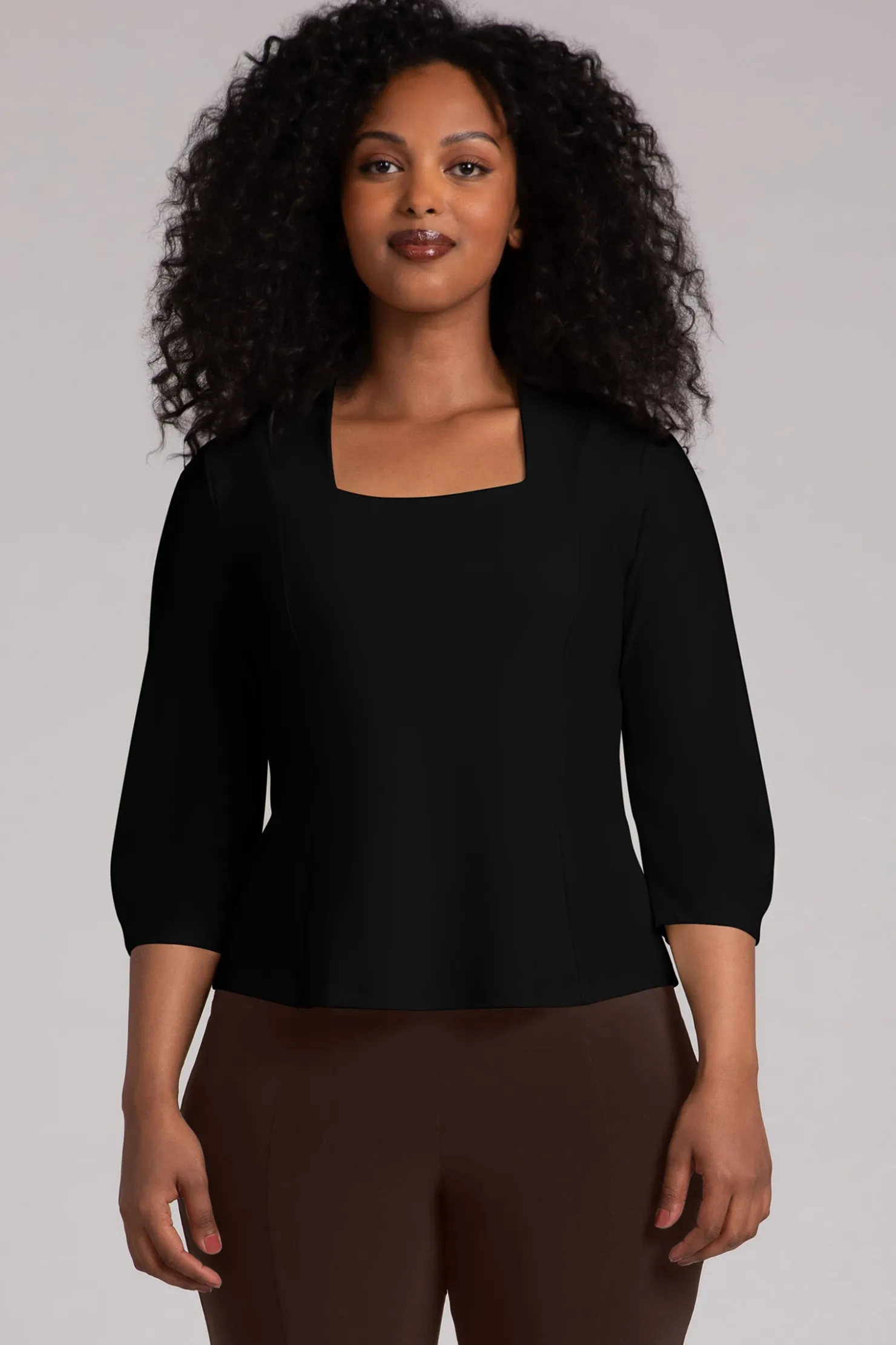 Sympli Tops>Fit N Flare Lantern Top Black