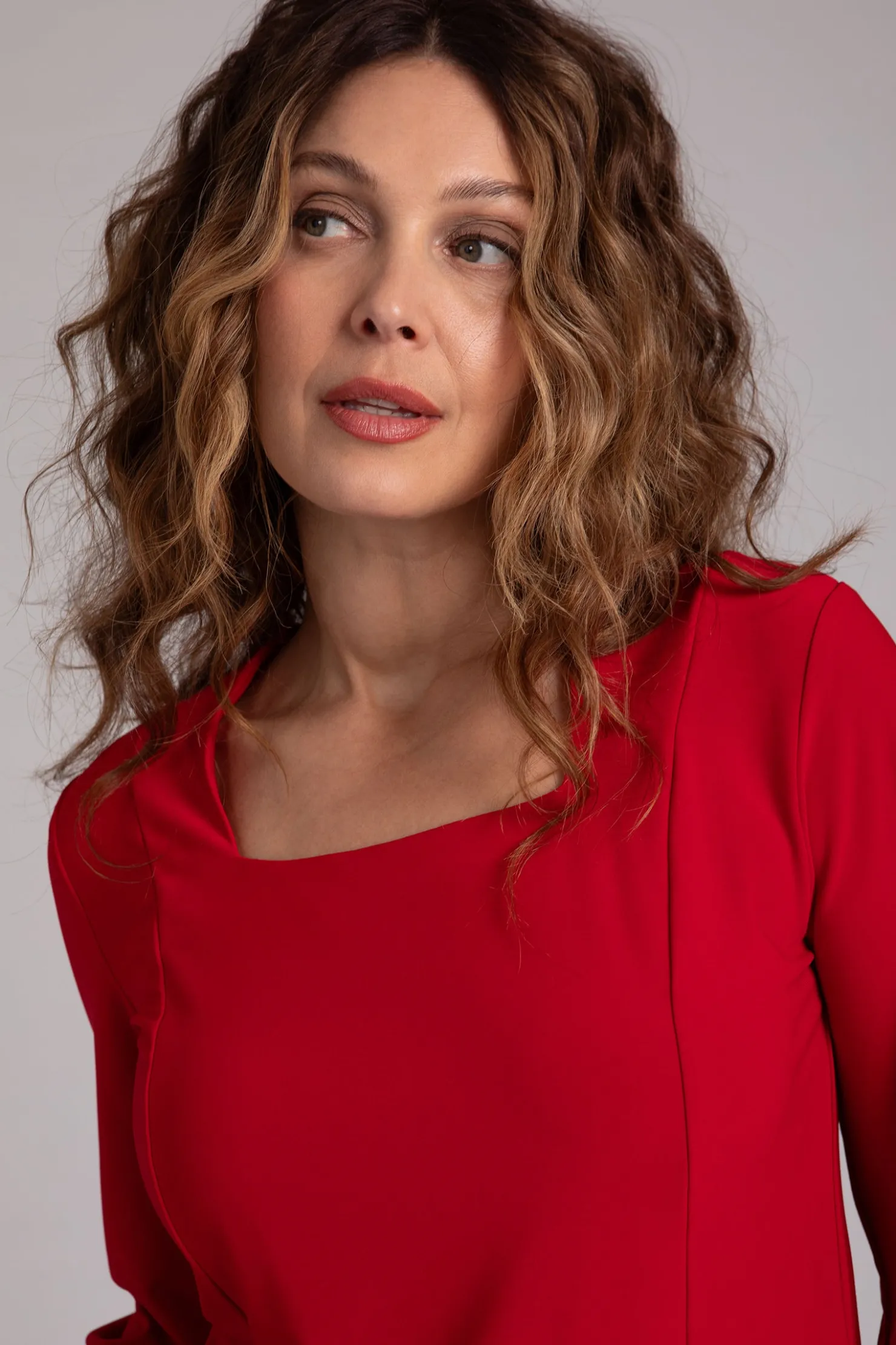 Sympli Tops>Fit N Flare Lantern Top Poppy