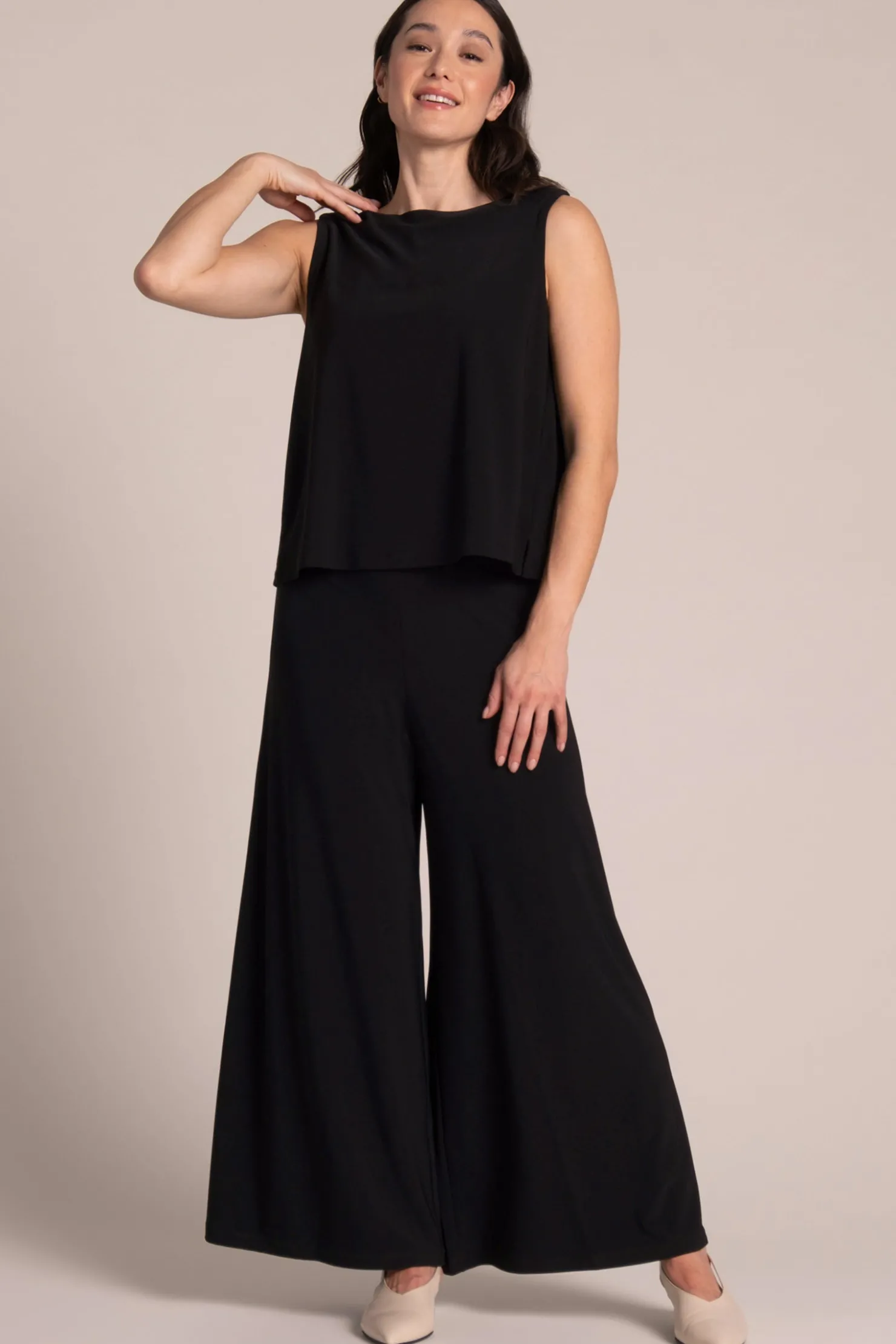 Sympli Tops>Flared Shell Black