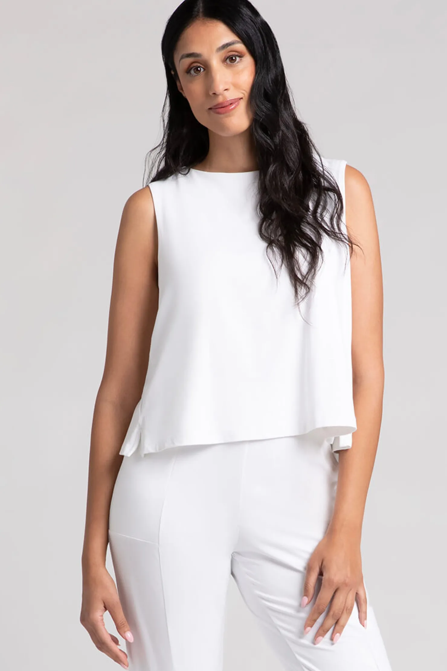 Sympli Tops>Flared Shell White