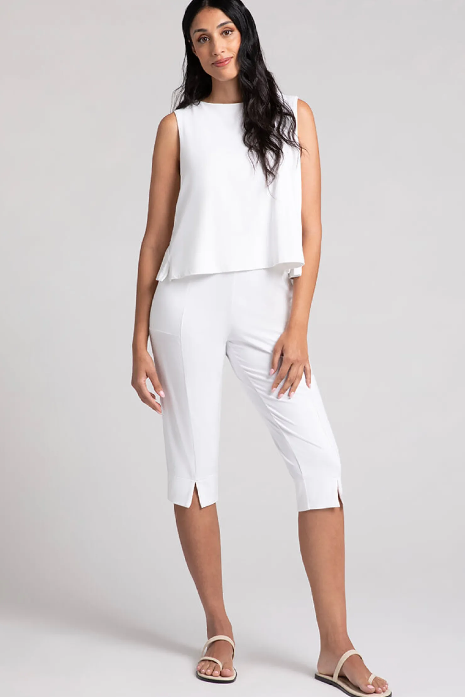 Sympli Tops>Flared Shell White