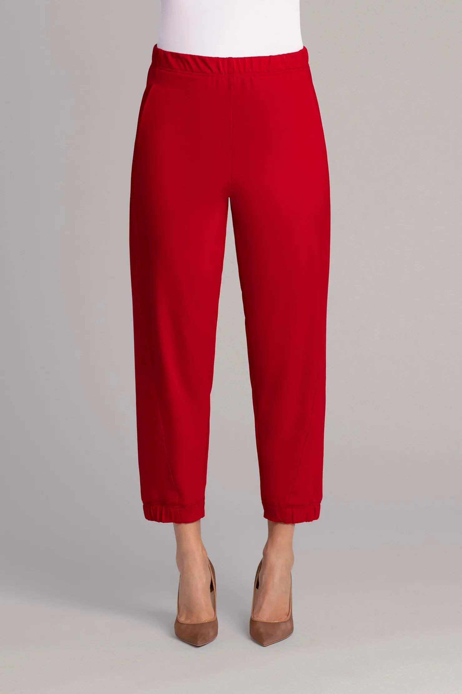 Sympli Bottoms>Fleece Back Jersey Half Cuff Jogger Pant Poppy
