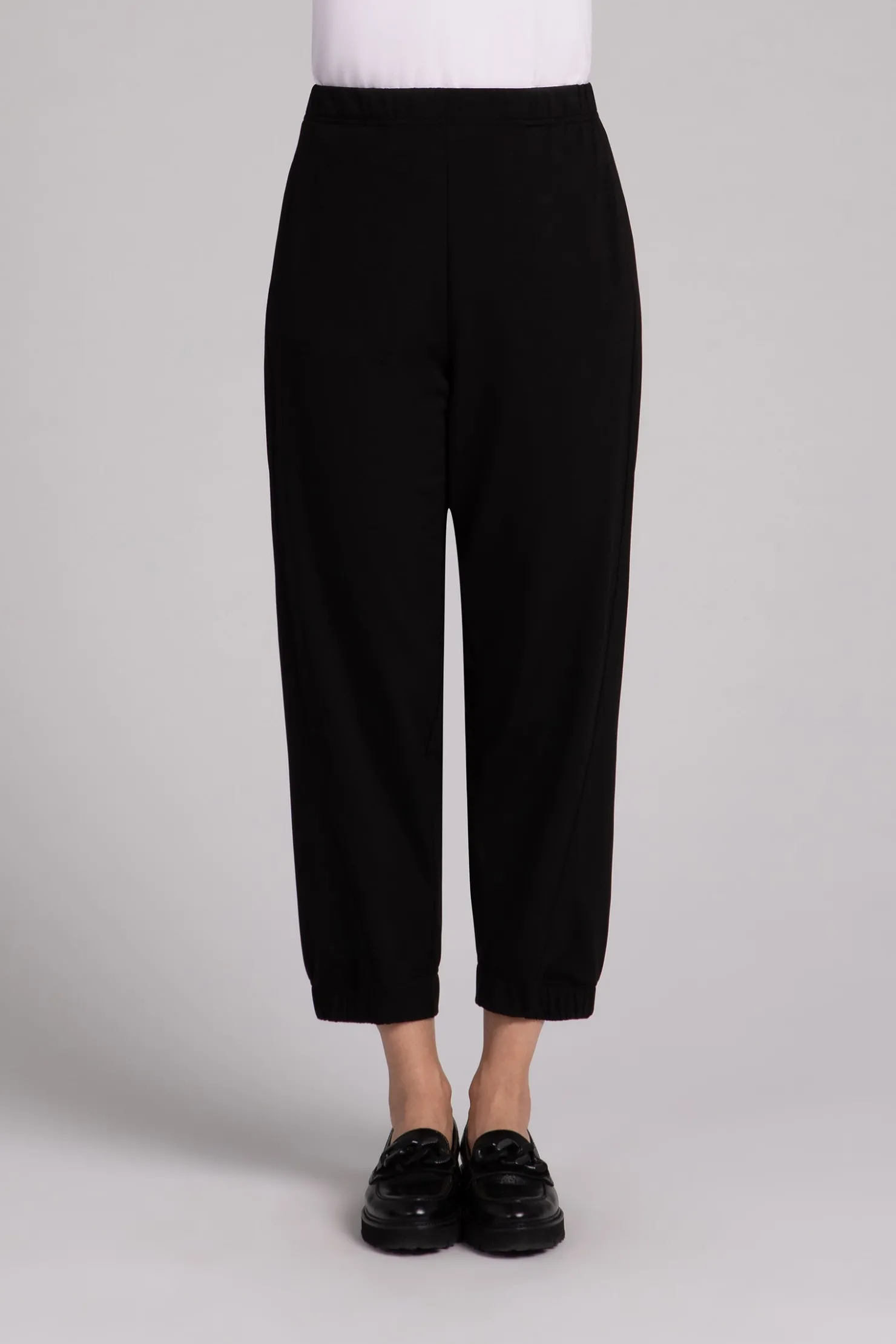Sympli Bottoms>Fleece Back Jersey Half Cuff Jogger Pant Black