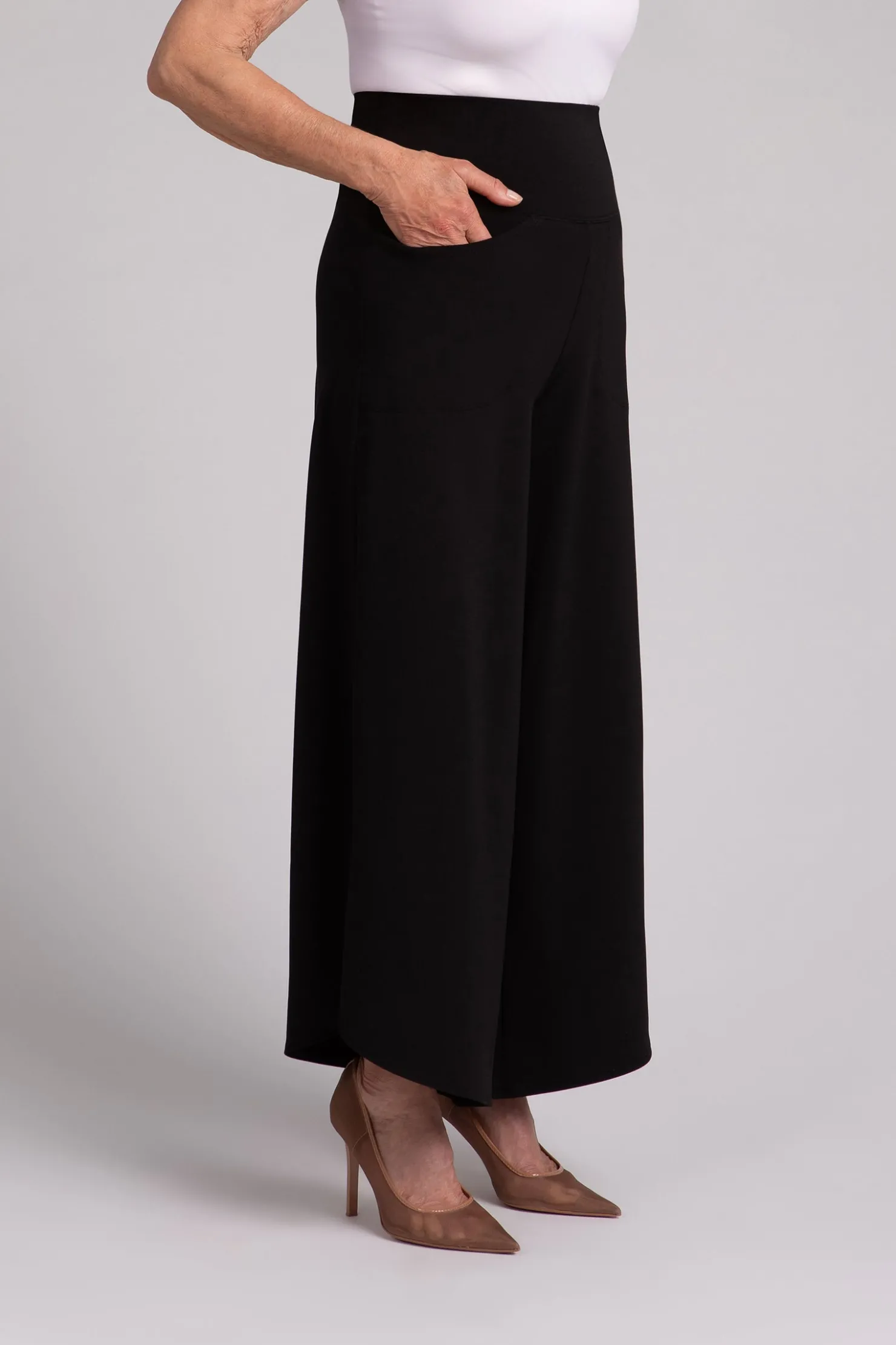 Sympli Bottoms>Fleece Back Jersey J-Hook Full Leg Pant Black
