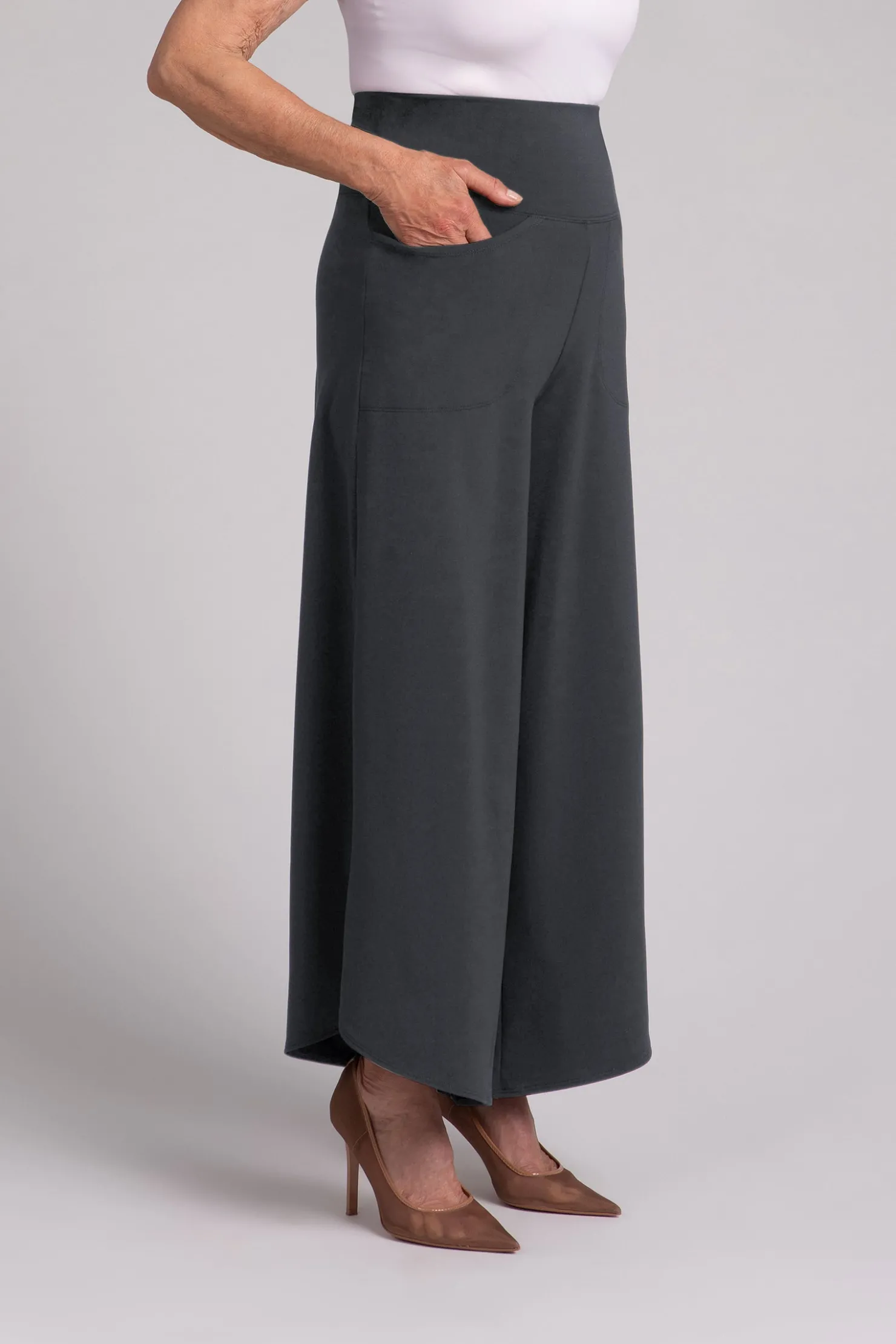Sympli Bottoms>Fleece Back Jersey J-Hook Full Leg Pant Graphite