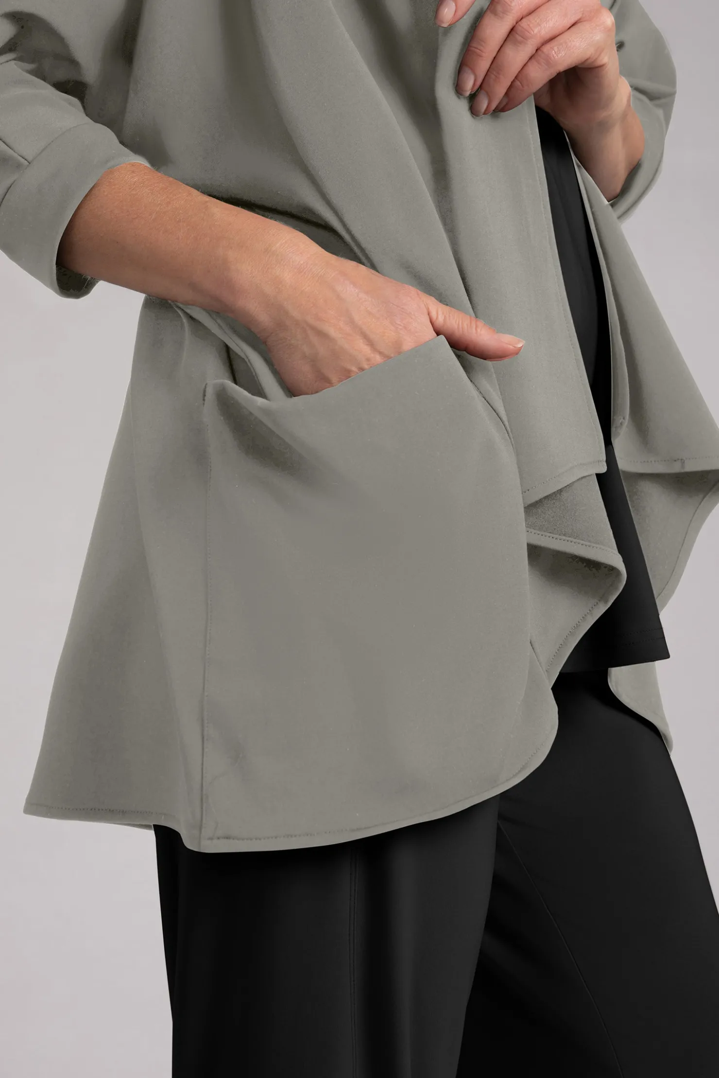 Sympli Sweaters & Cardigans>Fleece Back Jersey Matrix Cardigan Taupe