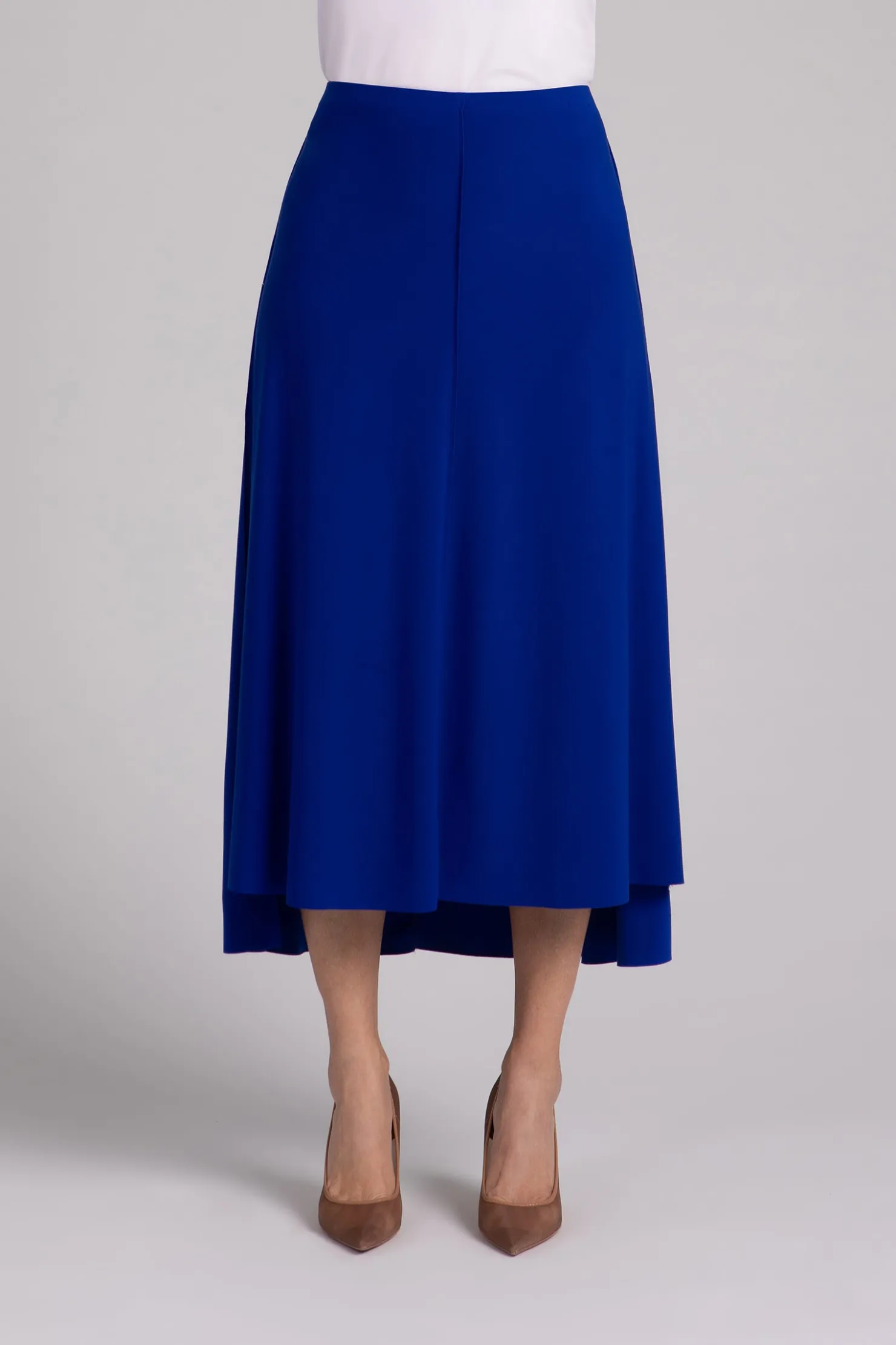 Sympli Bottoms>Flounce A-Line Midi Skirt Lapis
