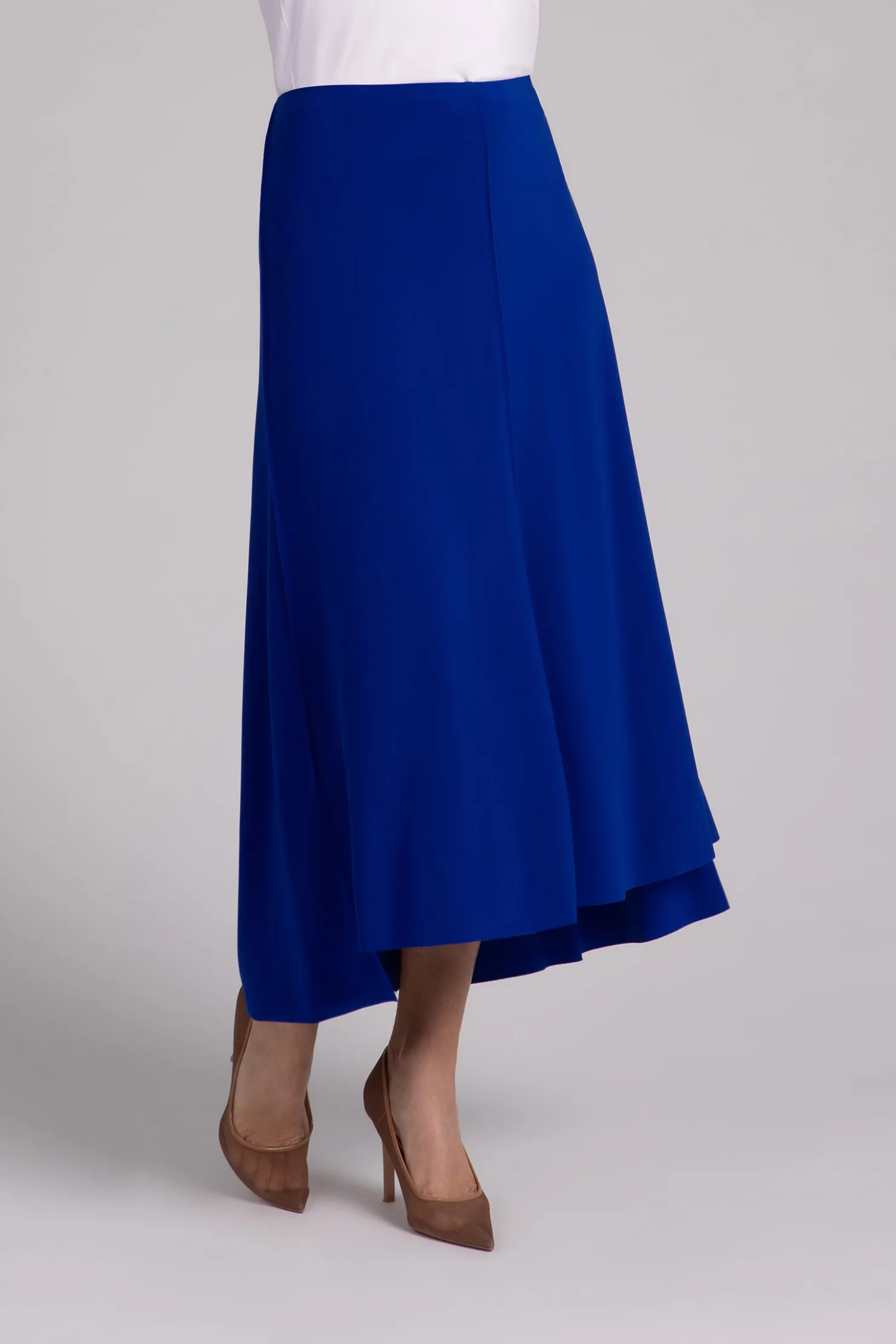 Sympli Bottoms>Flounce A-Line Midi Skirt Lapis