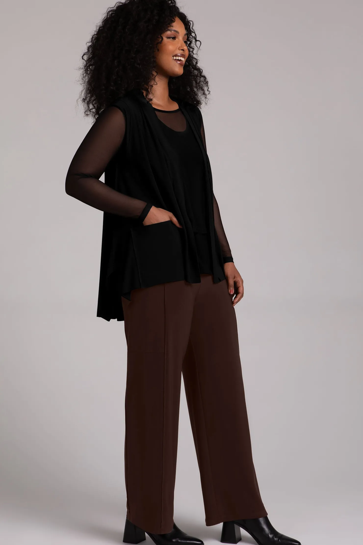 Sympli Jackets & Coats>Flounce Gilet Black