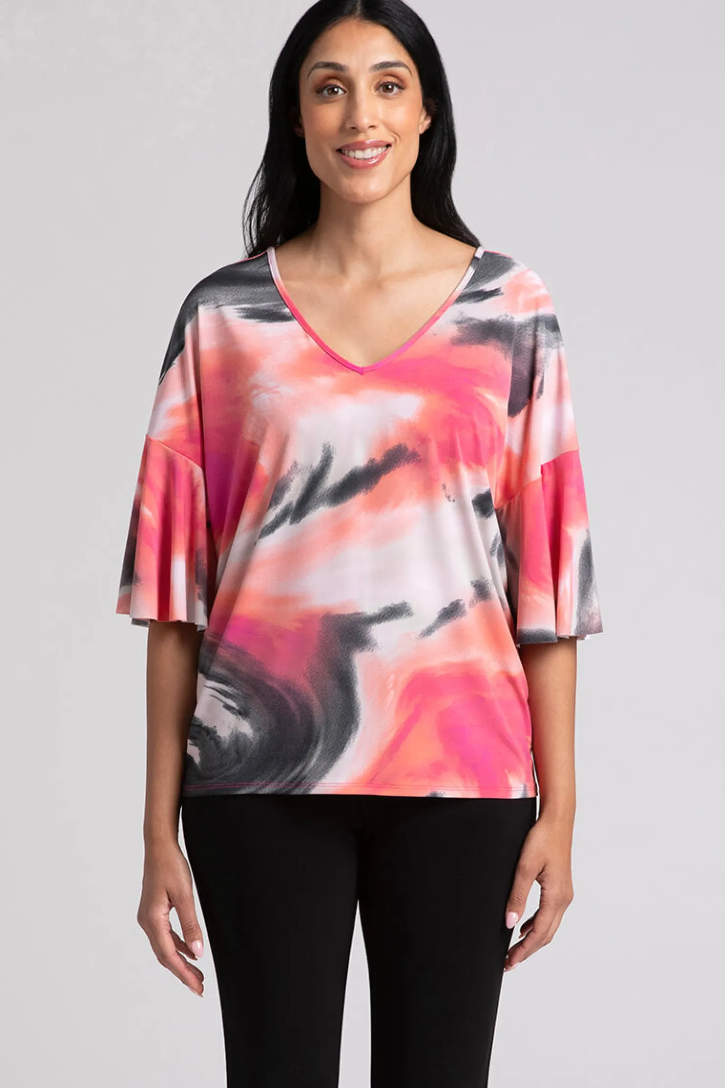 Sympli Tops>Flutter Dolman Top MarblePrint