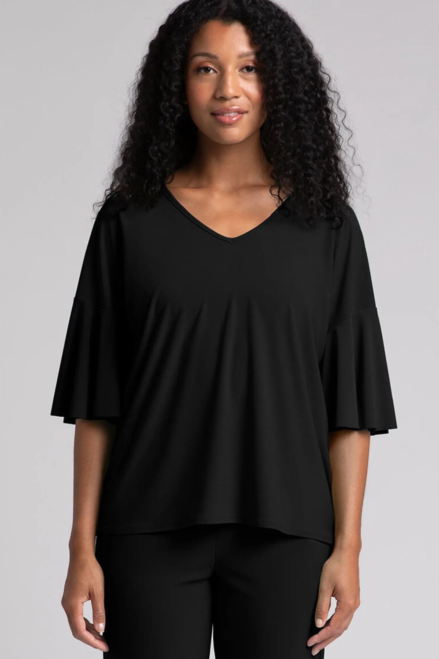 Sympli Tops>Flutter Dolman Top Black