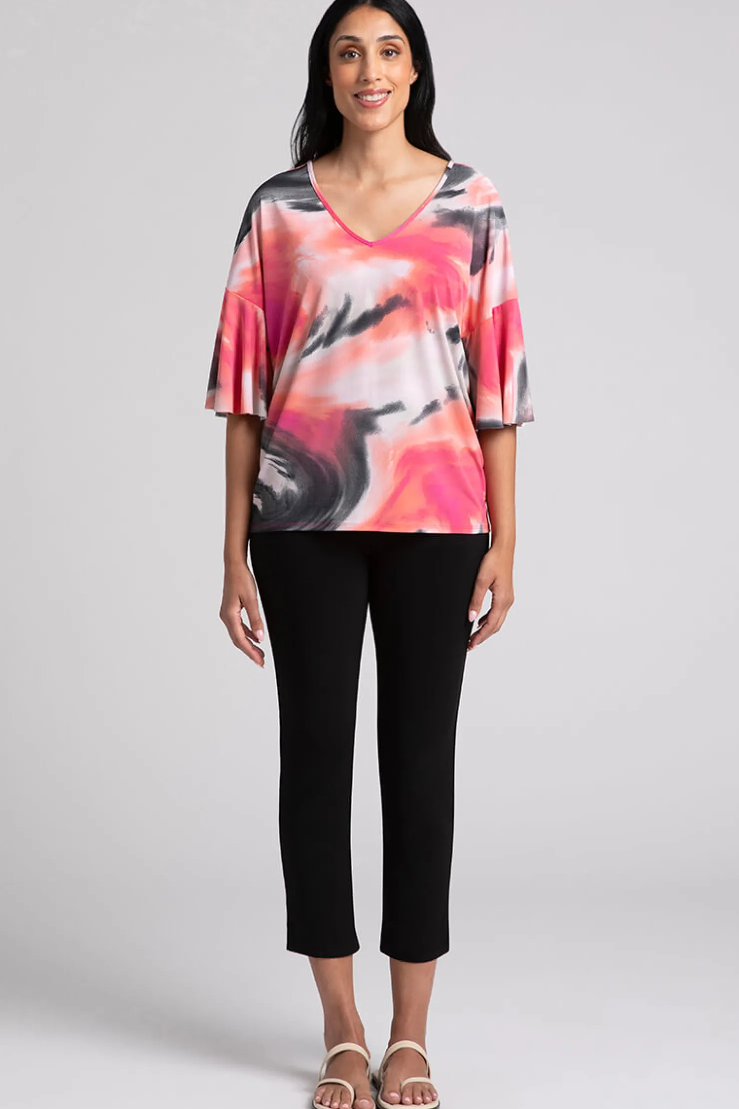 Sympli Tops>Flutter Dolman Top MarblePrint