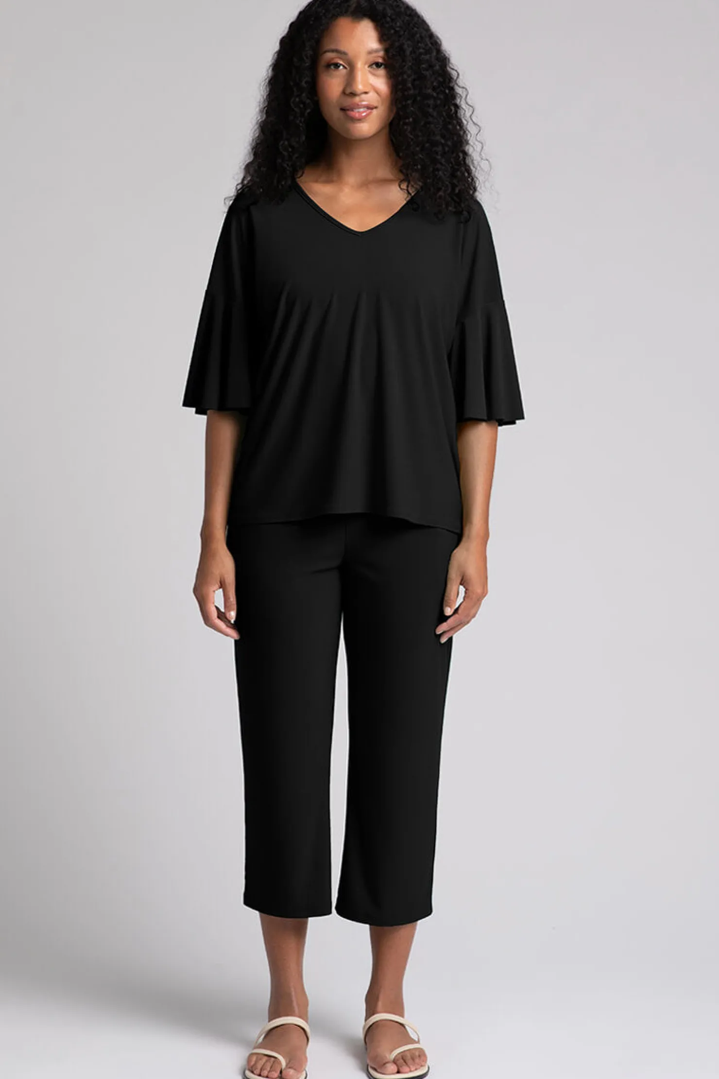 Sympli Tops>Flutter Dolman Top Black