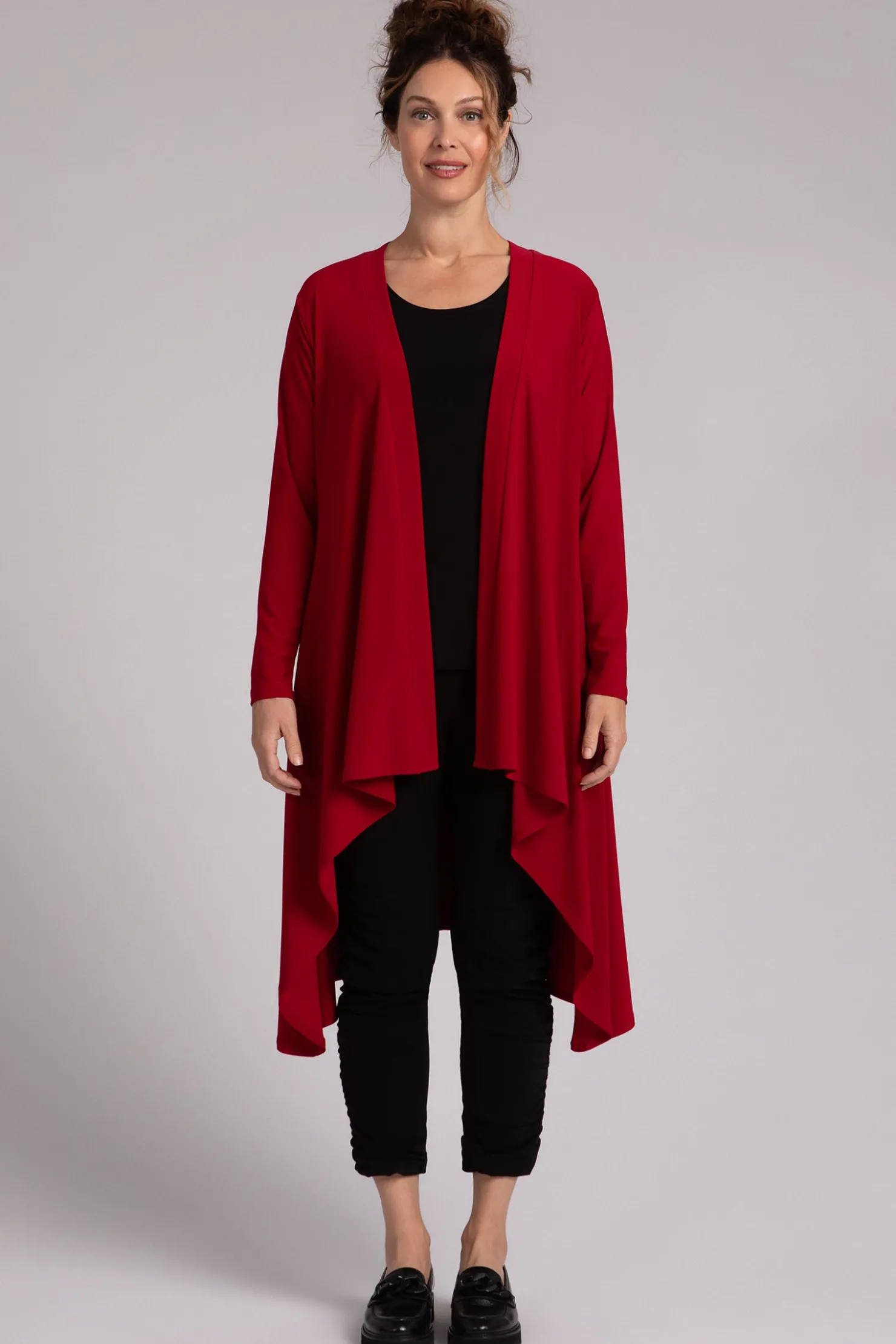 Sympli Sweaters & Cardigans>Flutter Duster Cardigan Red
