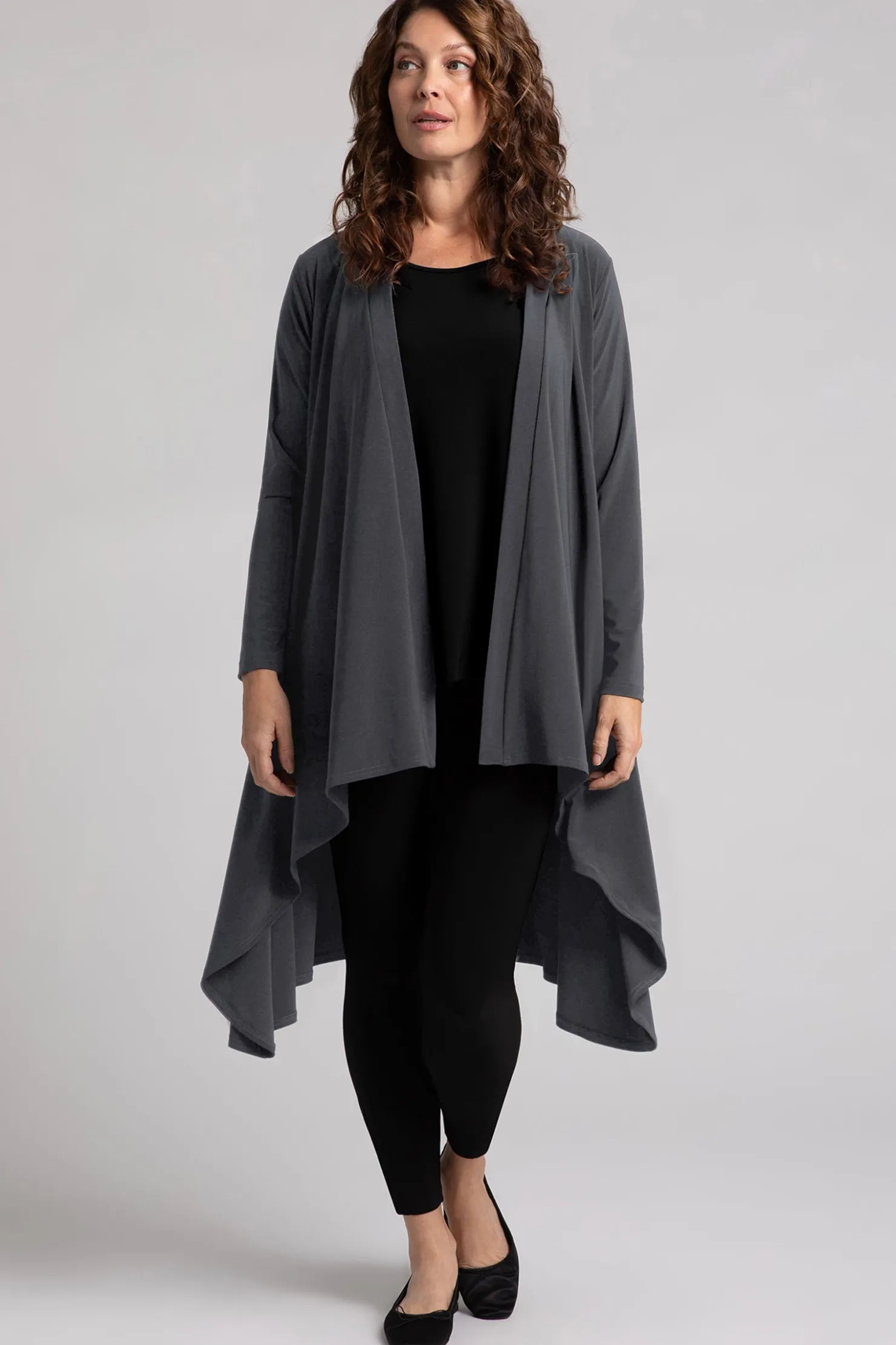 Sympli Sweaters & Cardigans>Flutter Duster Cardigan Graphite