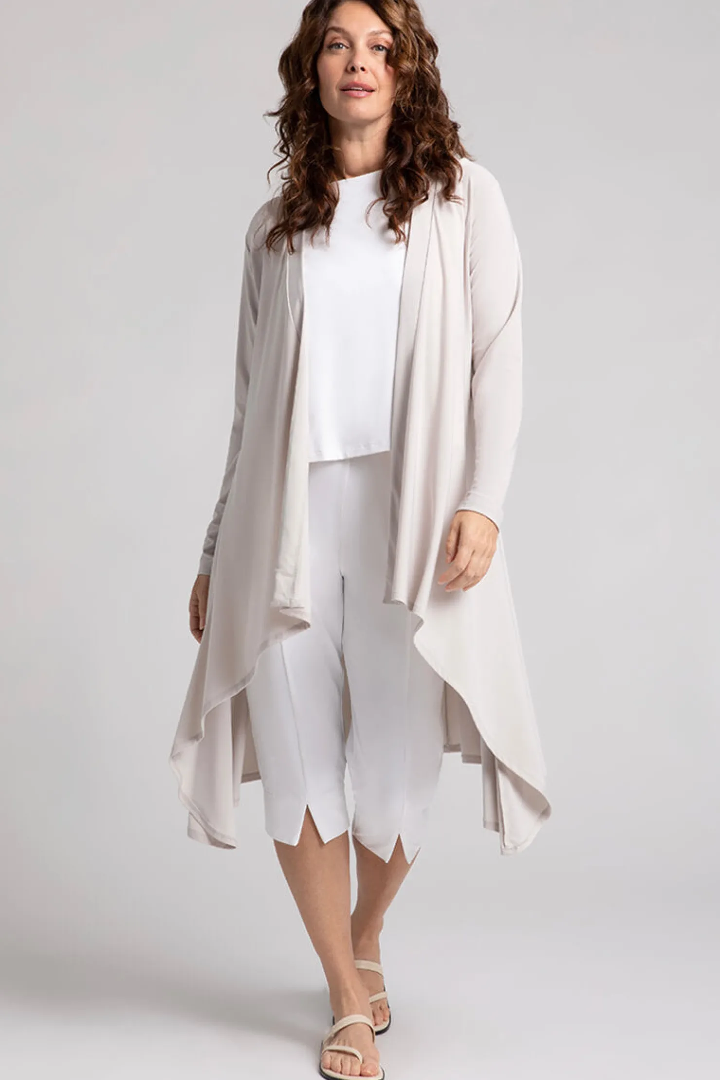 Sympli Sweaters & Cardigans>Flutter Duster Cardigan Cashew
