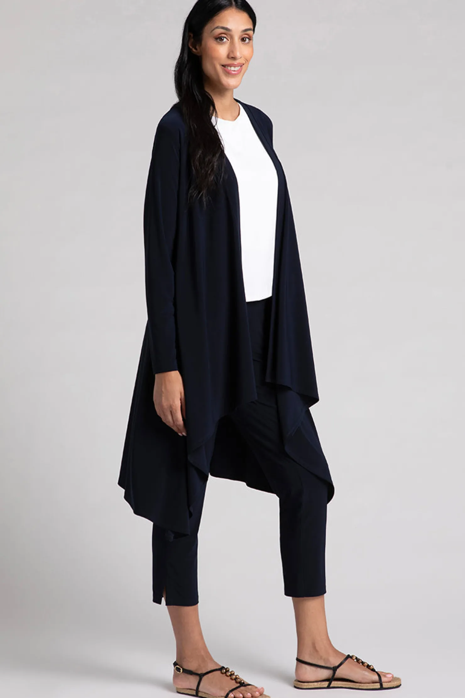 Sympli Sweaters & Cardigans>Flutter Duster Cardigan Navy