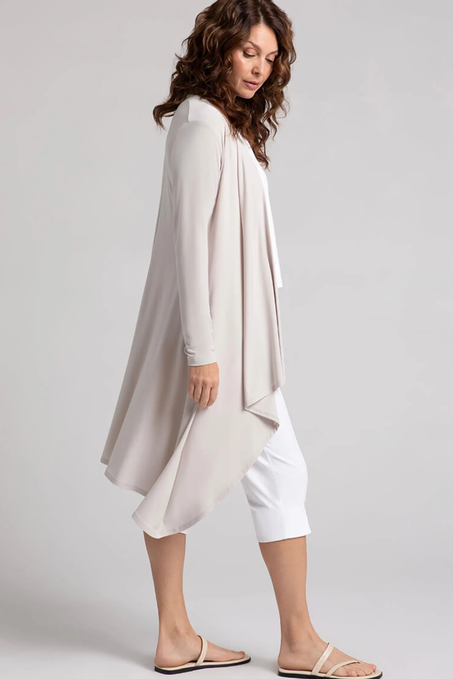 Sympli Sweaters & Cardigans>Flutter Duster Cardigan Cashew