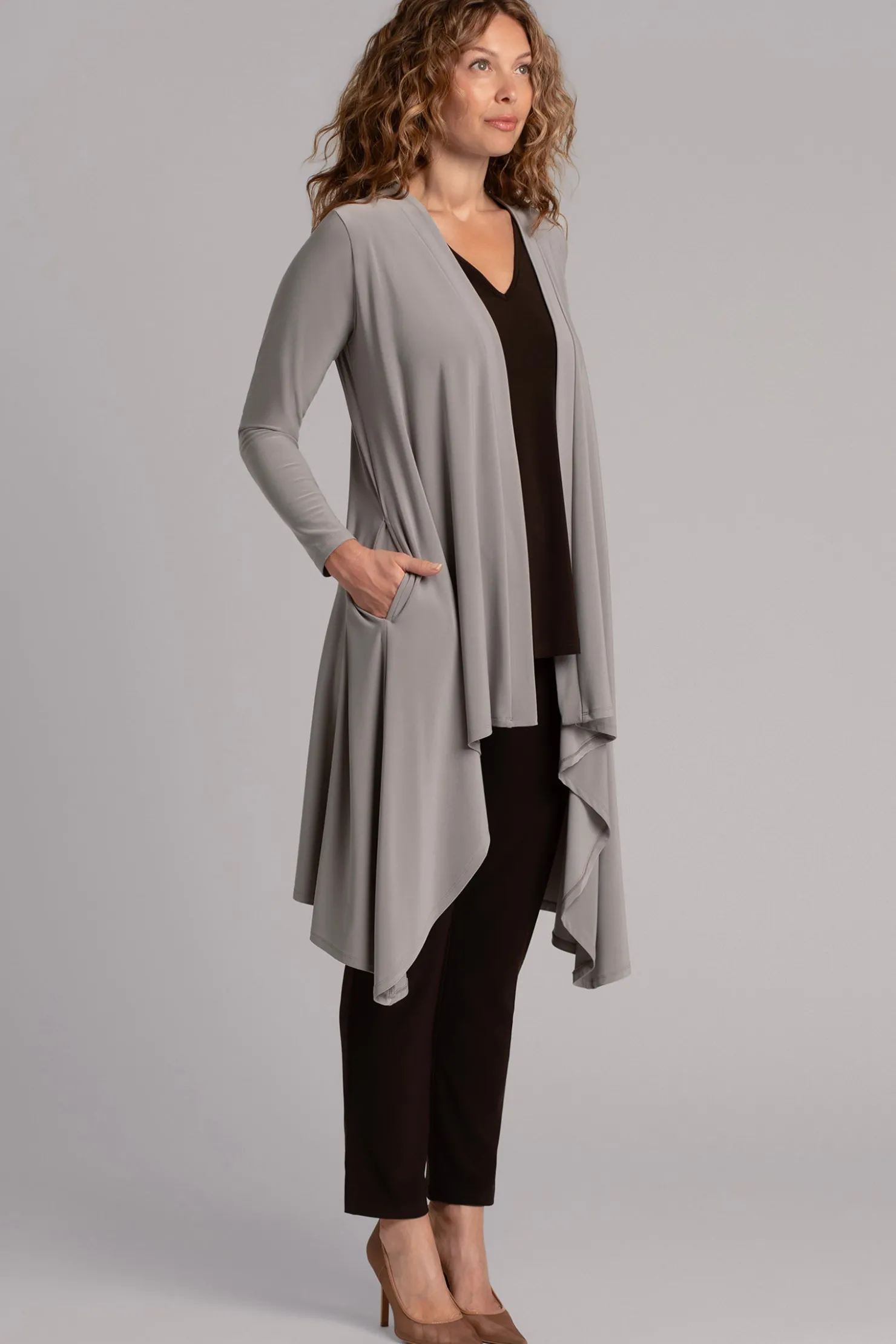 Sympli Sweaters & Cardigans>Flutter Duster Cardigan Taupe