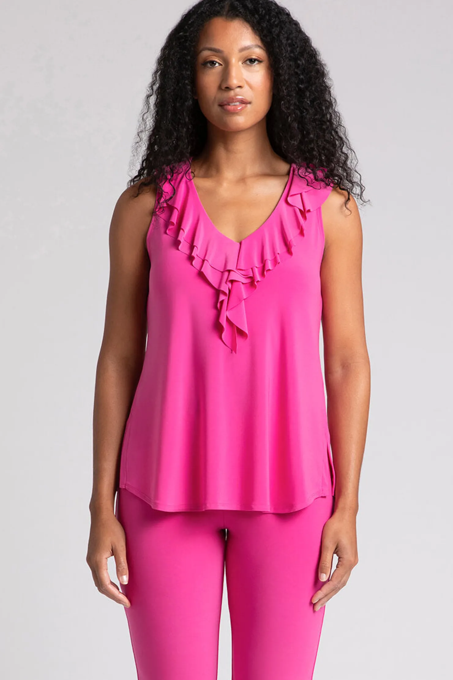 Sympli Tops>Flutter Sleeveless Top Peony