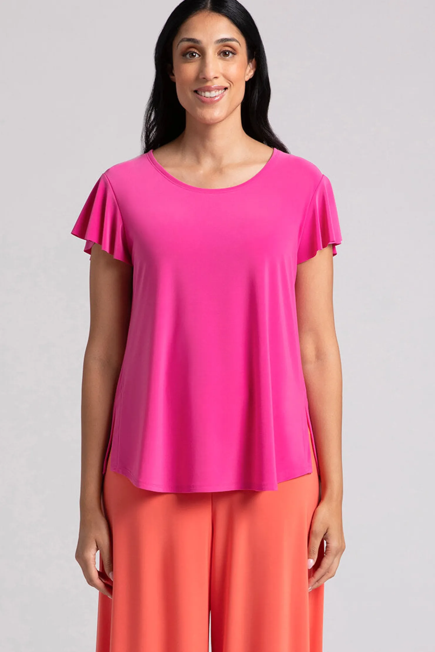 Sympli Tops>Flutter Top Peony