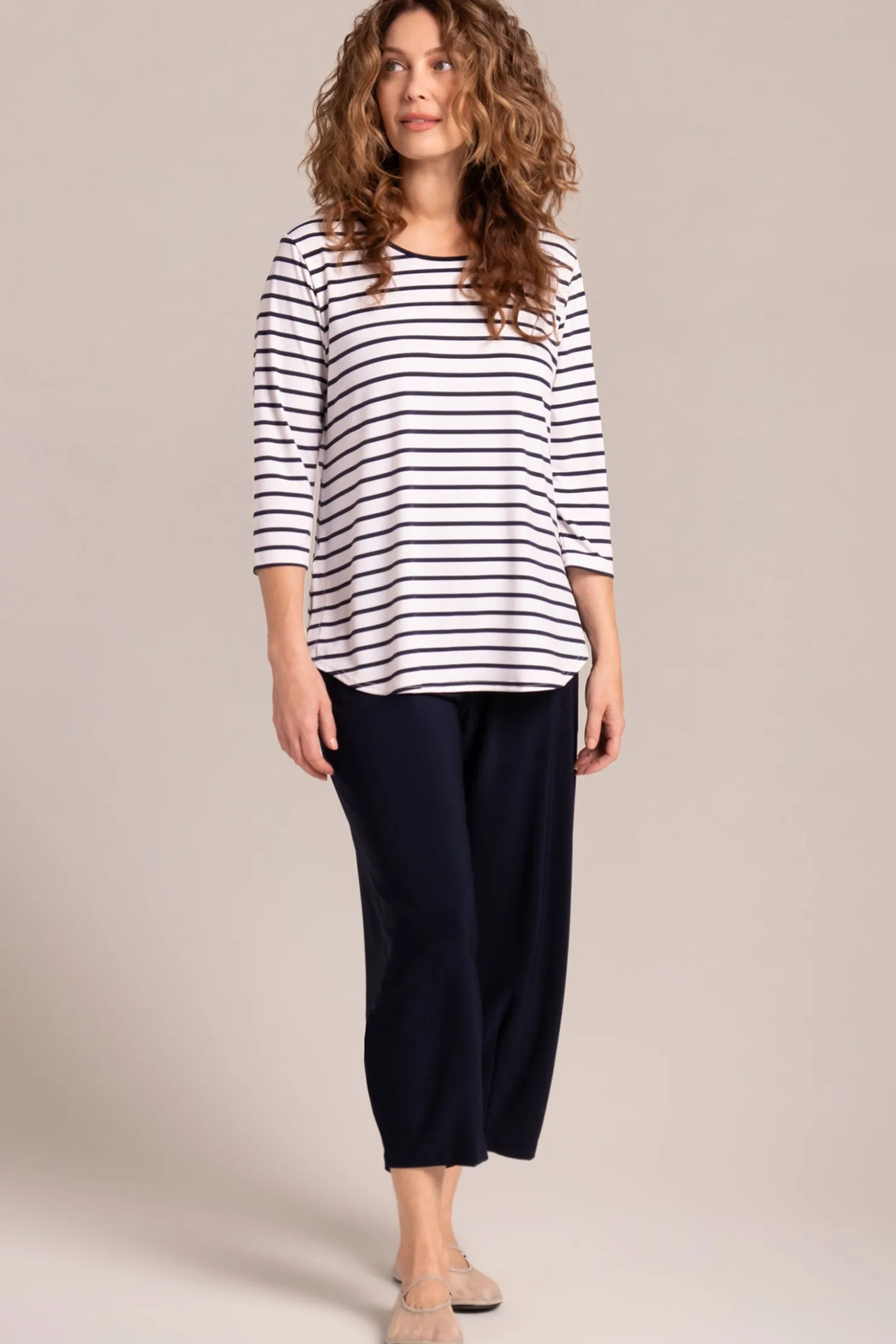 Sympli Tops>Go To Classic T Relax NavyStripe