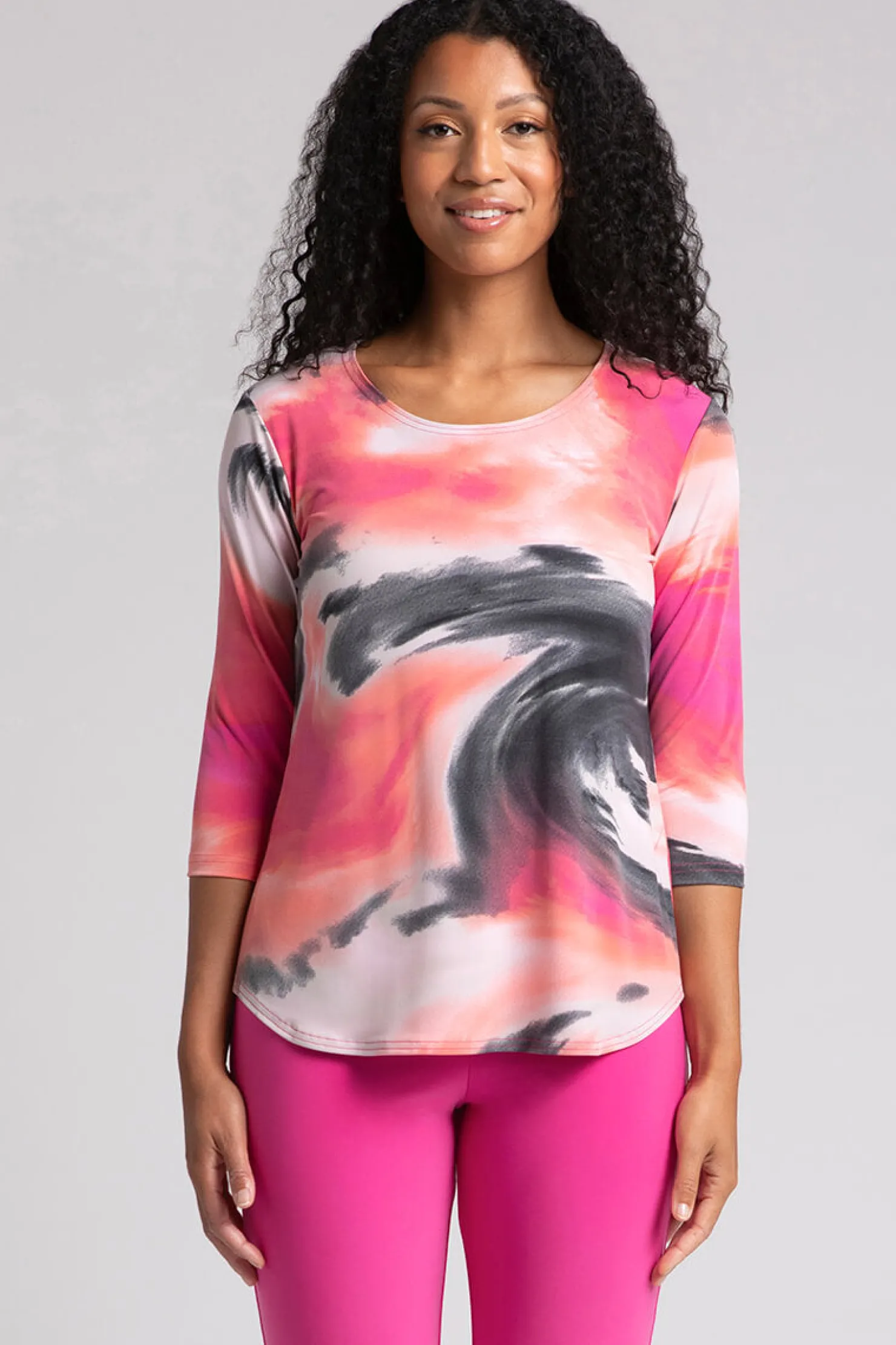 Sympli Tops>Go To Classic T-shirt Relax 3/4 Sleeve MarblePrint