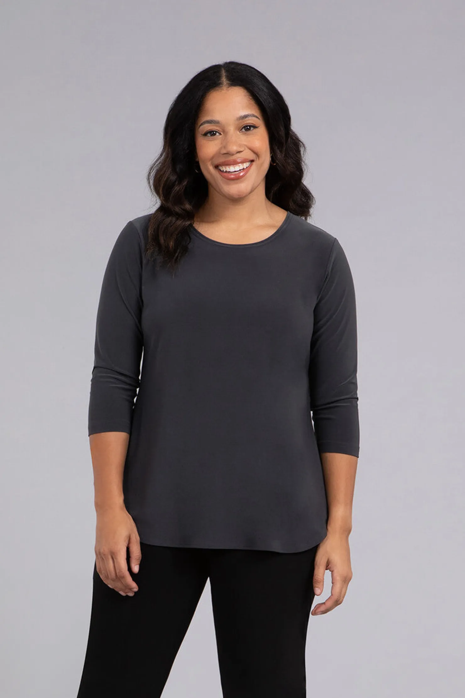 Sympli Tops>Go To Classic T-shirt Relax 3/4 Sleeve Graphite