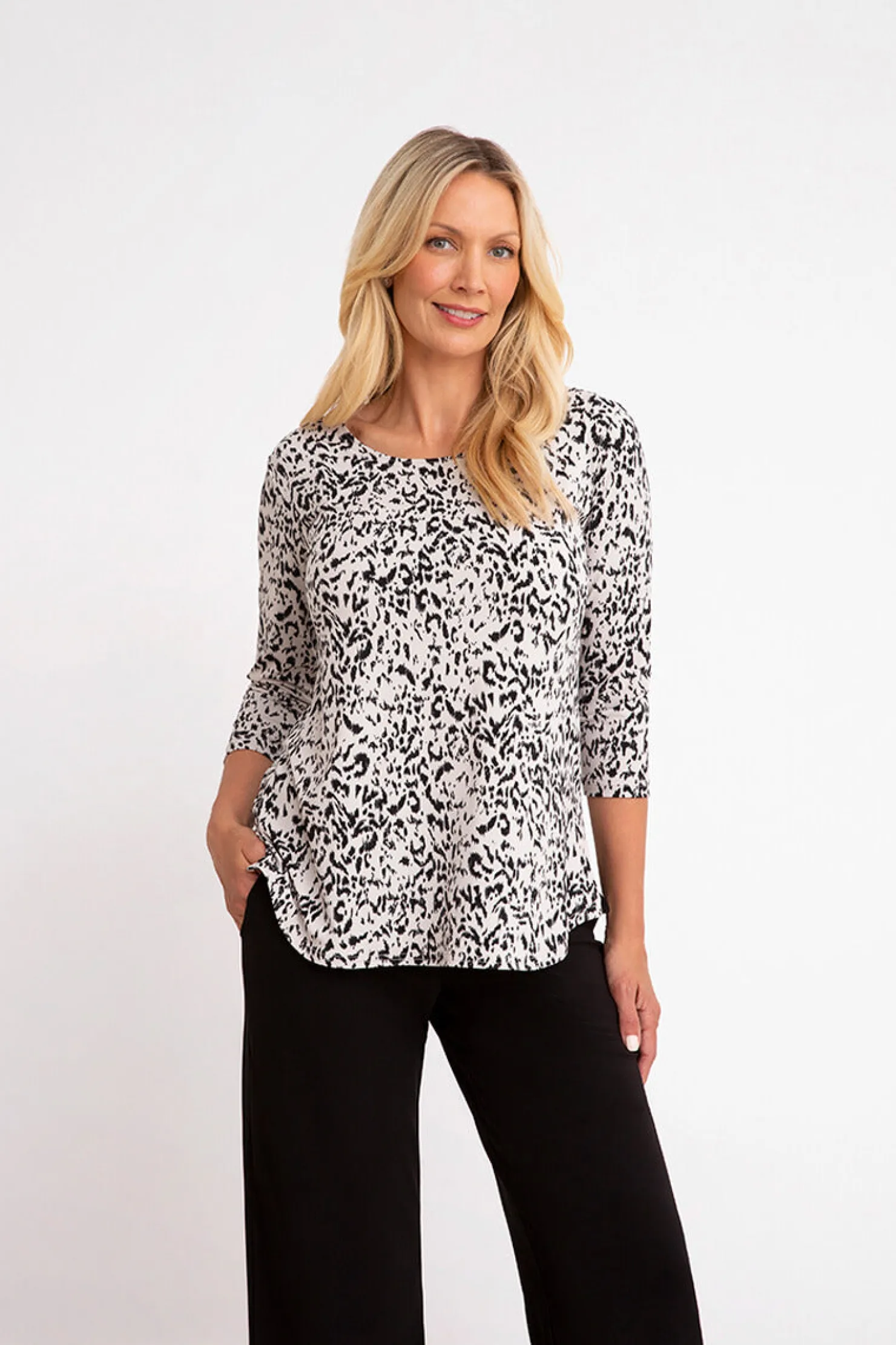 Sympli Tops>Go To Classic T-shirt Relax 3/4 Sleeve AnimalFog