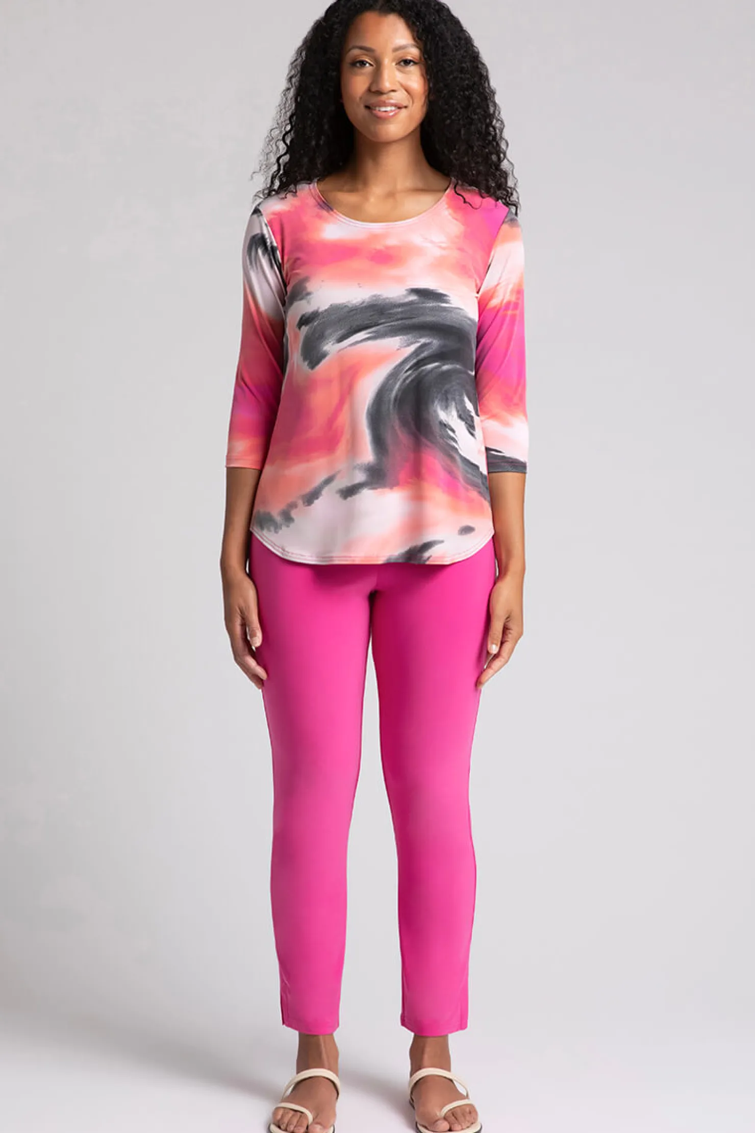 Sympli Tops>Go To Classic T-shirt Relax 3/4 Sleeve MarblePrint
