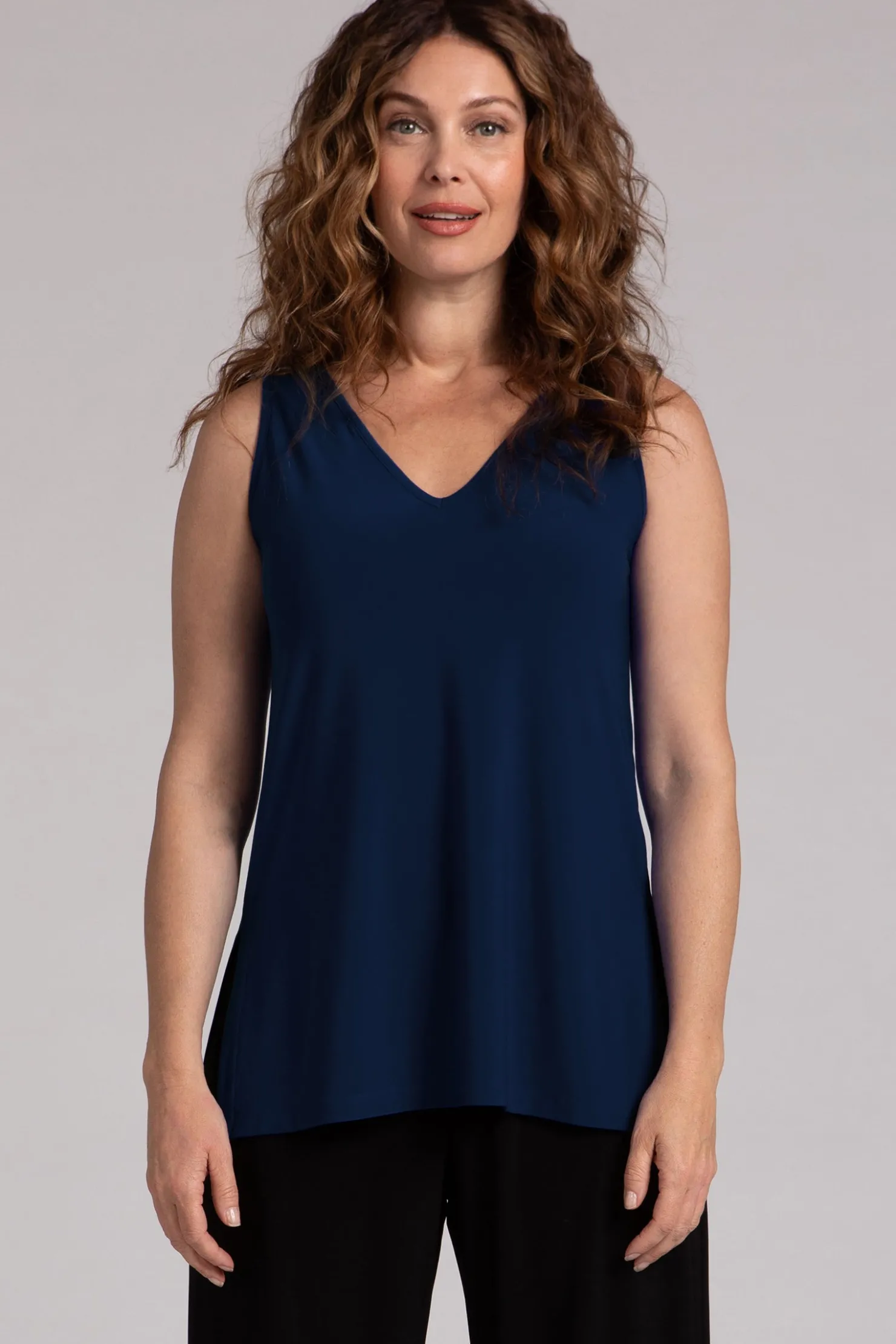 Sympli Tops>Go To V-Neck Tank Relax Navy