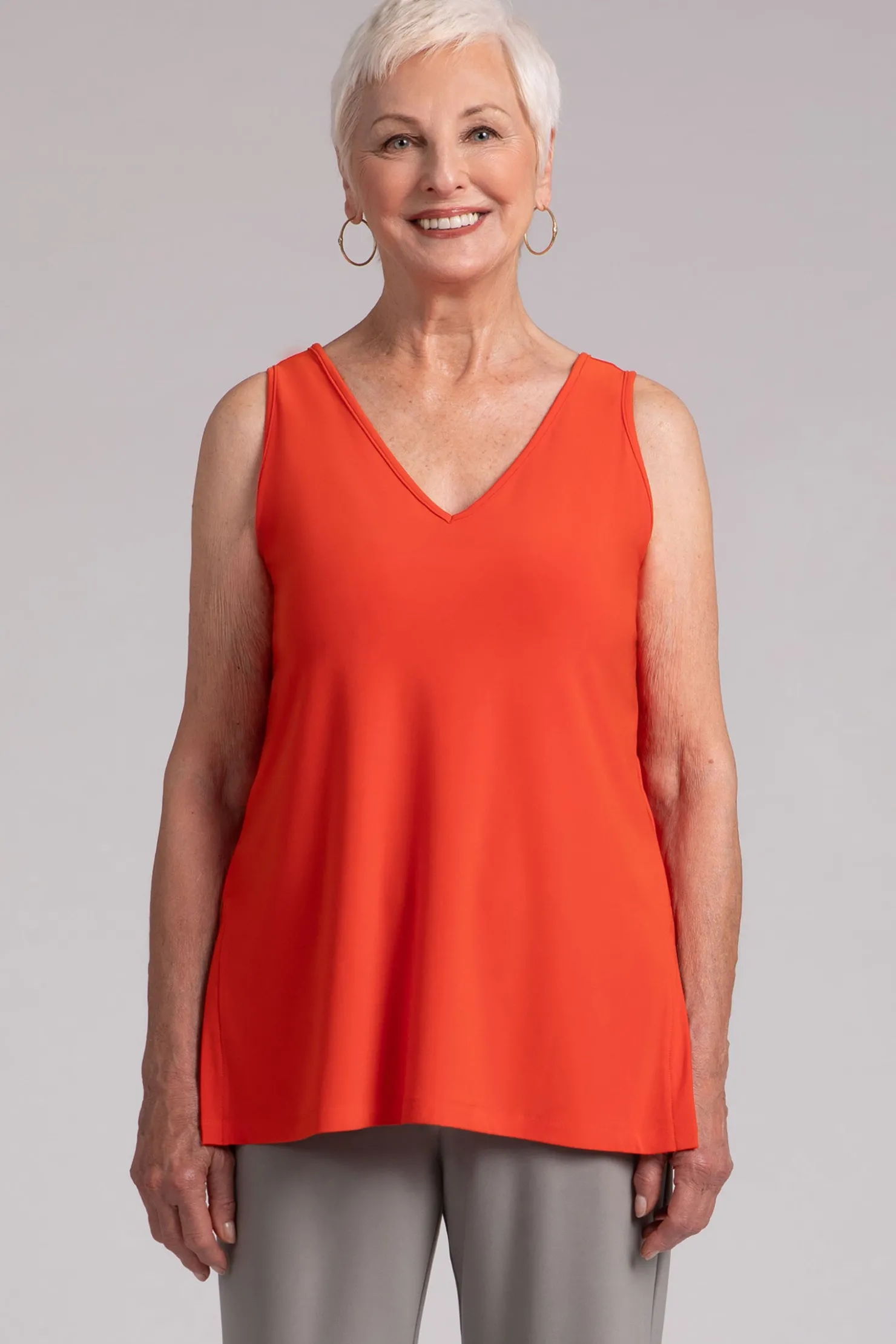 Sympli Tops>Go To V-Neck Tank Relax Orange