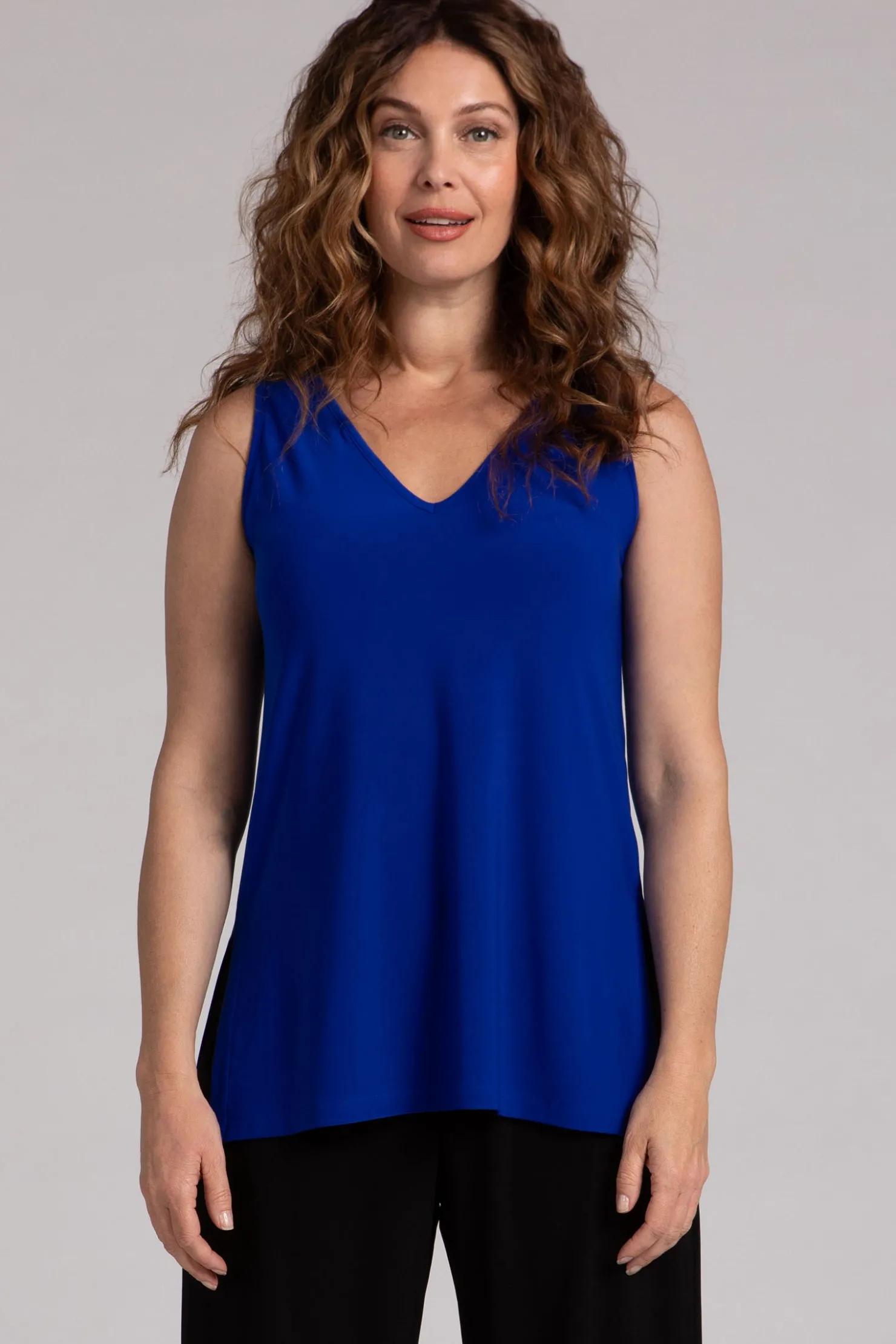 Sympli Tops>Go To V-Neck Tank Relax Lapis