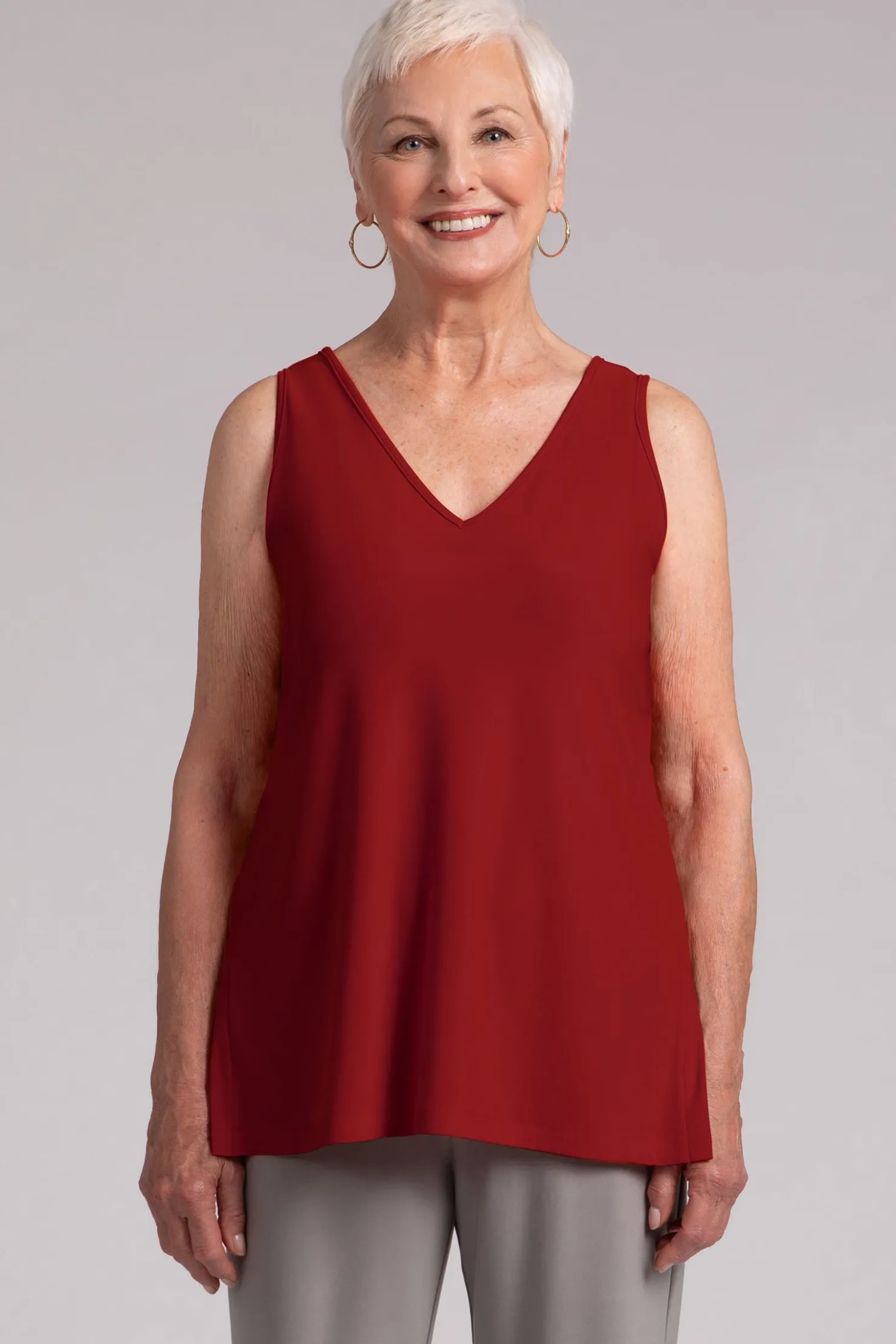 Sympli Tops>Go To V-Neck Tank Relax Red