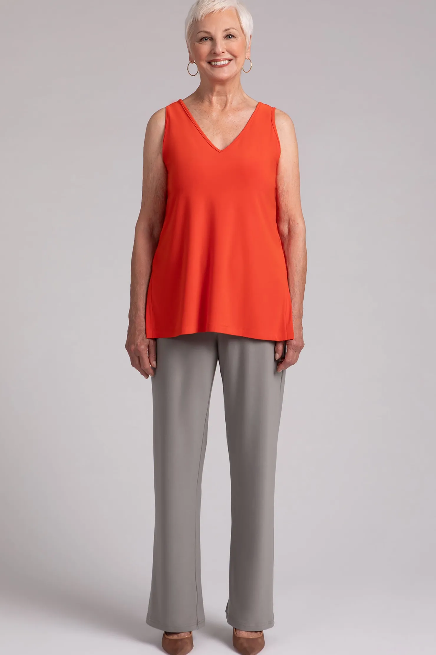 Sympli Tops>Go To V-Neck Tank Relax Orange