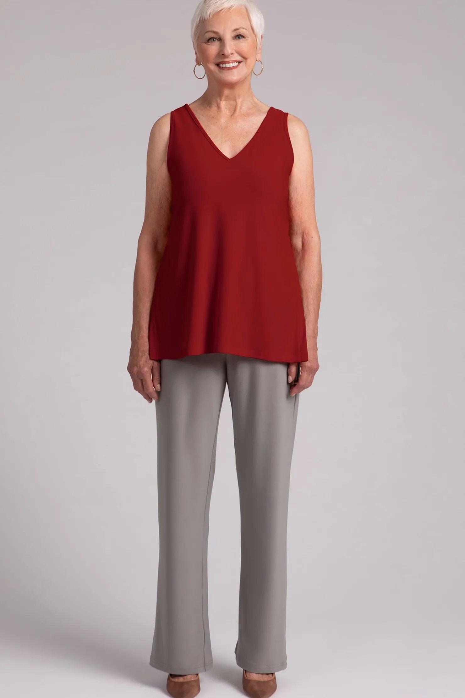 Sympli Tops>Go To V-Neck Tank Relax Red