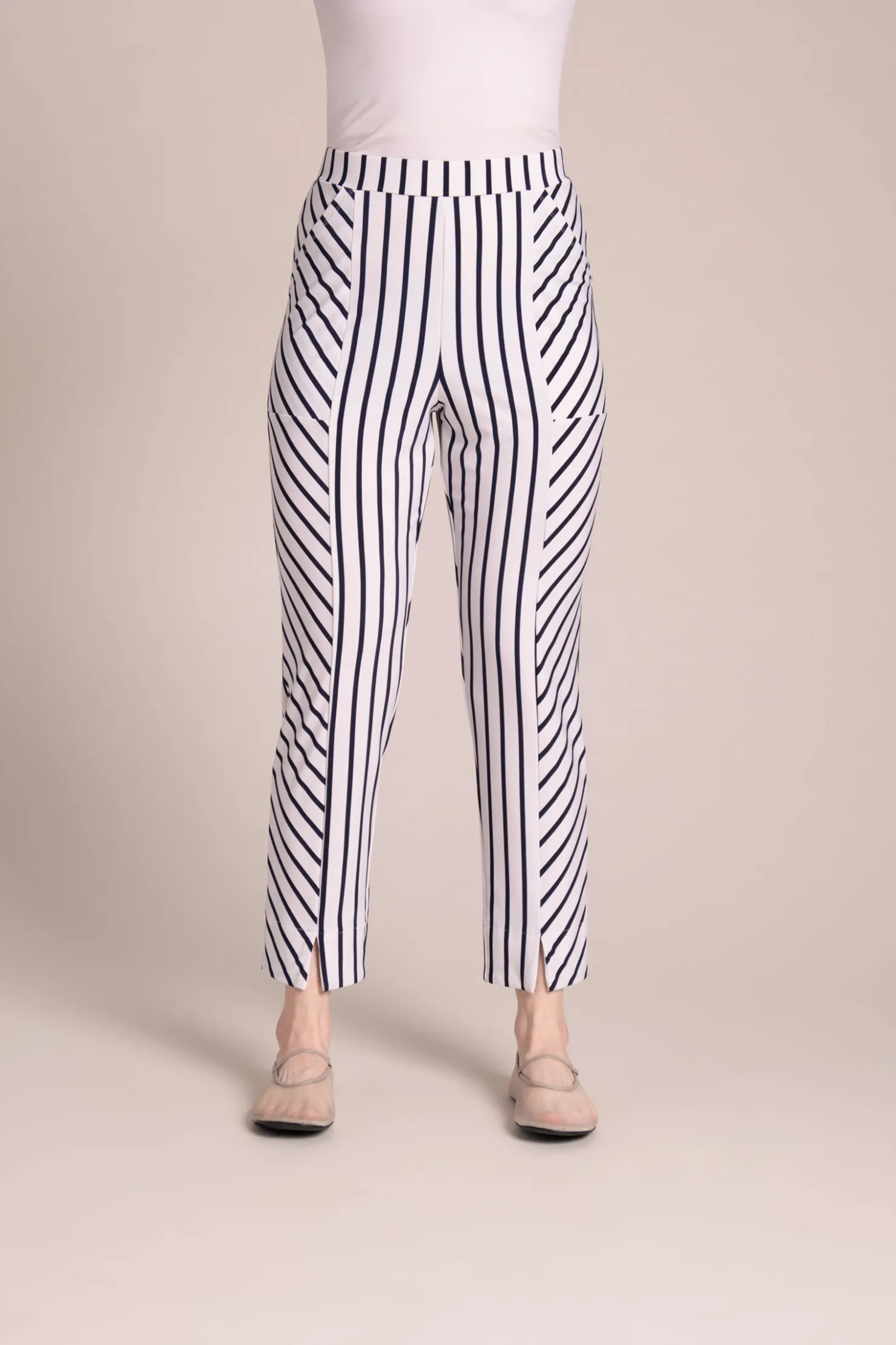 Sympli Bottoms>Hepburn Ankle Pant NavyStripe