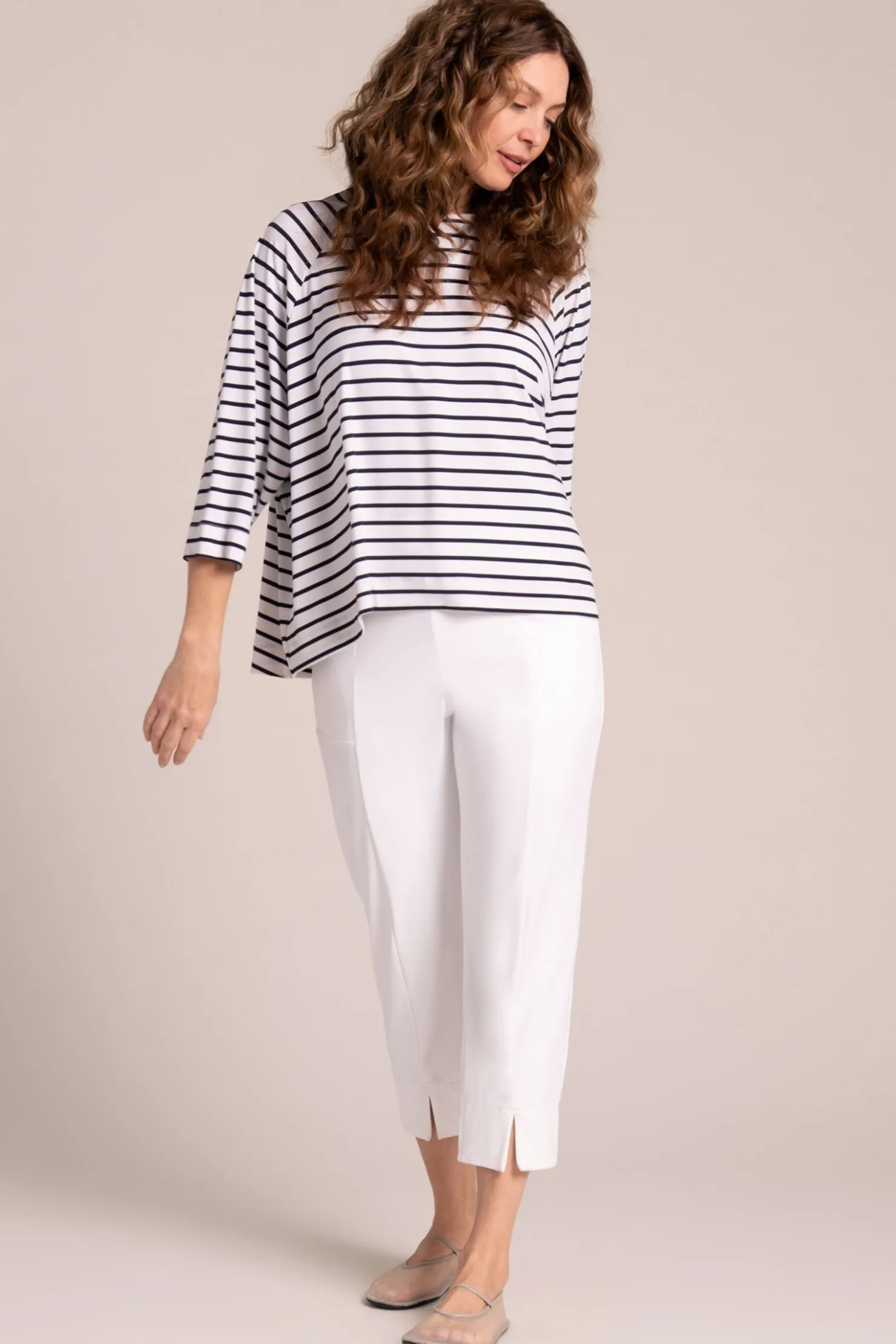 Sympli Bottoms>Hepburn Crop Pant White